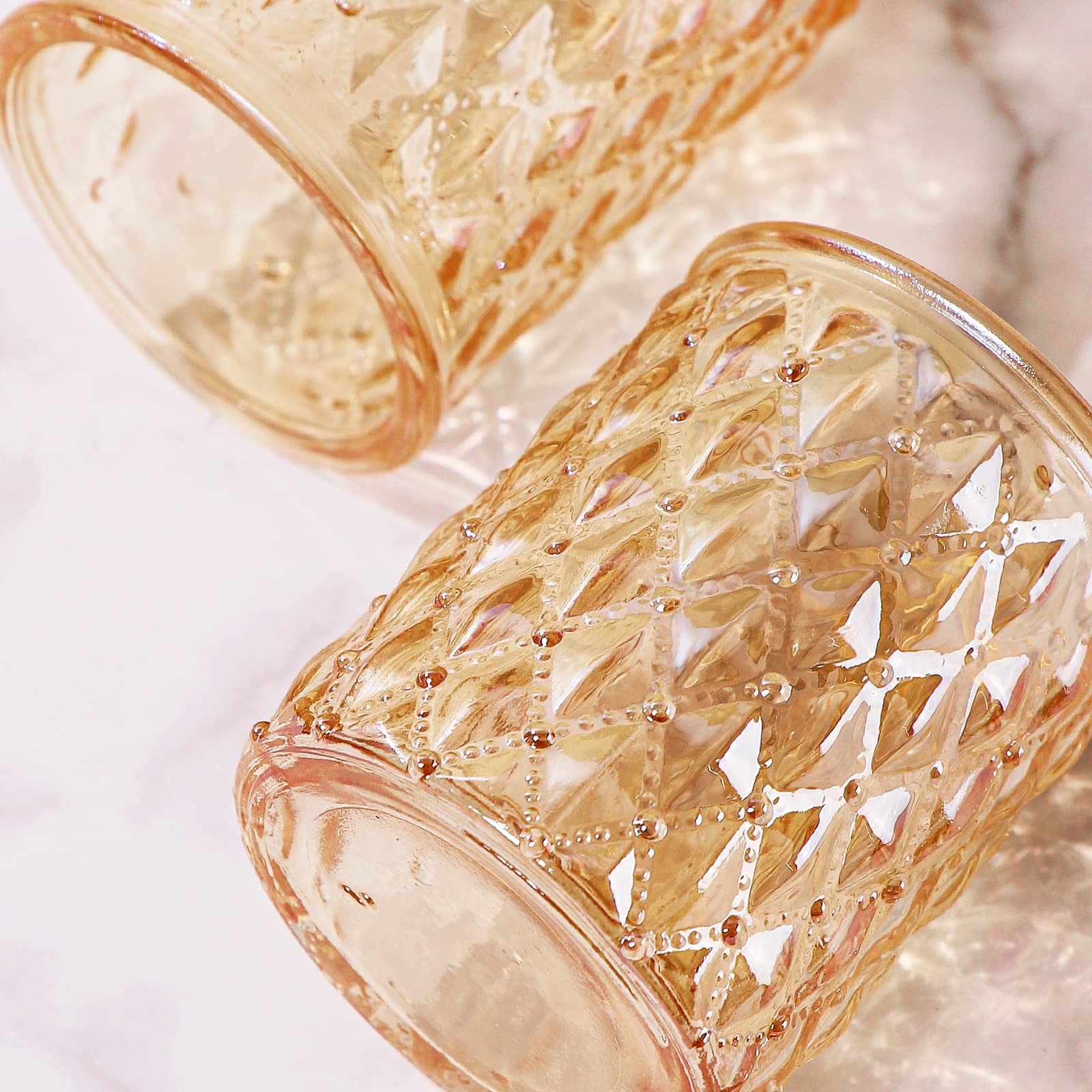 NITIME Lot de 12 bougeoirs votifs dorés en vrac, bougeoirs en verre pour décoration de mariage, décoration d'intérieur et décoration de fête