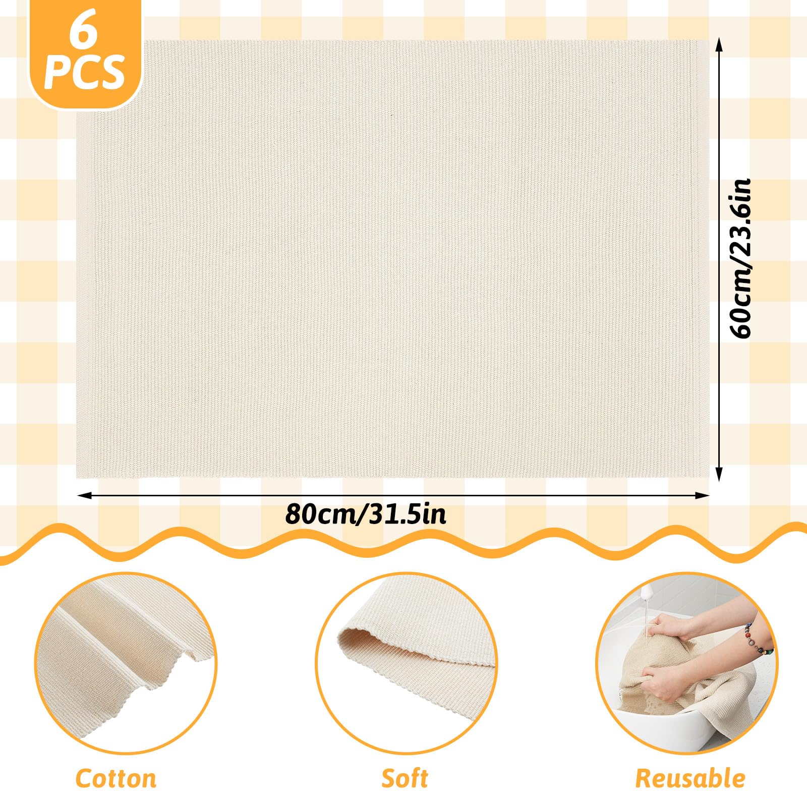 VitalCozy 6 Pcs Montessori Mat Montessori Classroom Rug Materials Children Playing Mat Cotton Working Beige Toddler Rug for Room Nursery Kindergarten School Indoor (31.5 x 23.6 Inch)