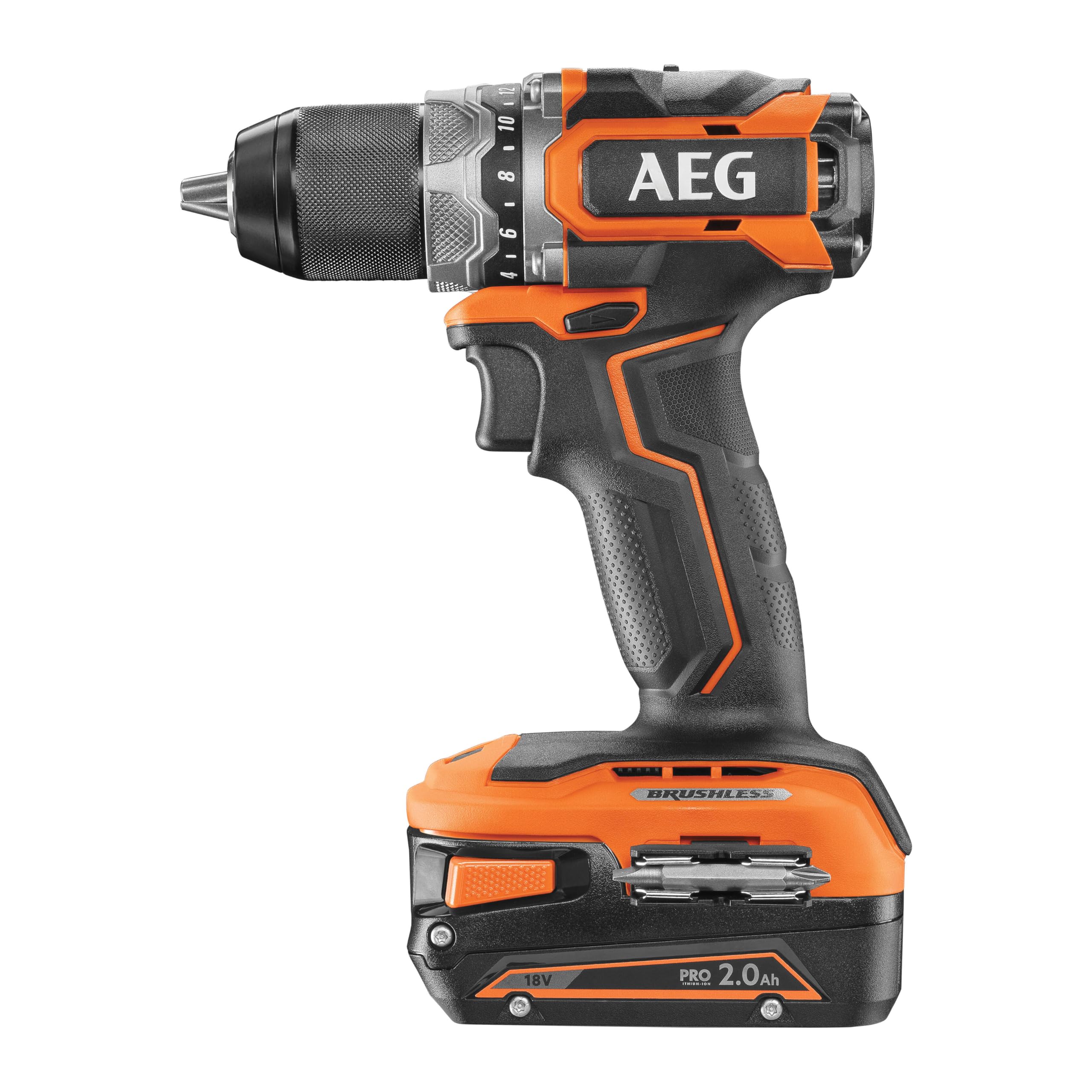 AEG - Trapano avvitatore SUBCOMPACT 18 Volt BRUSHLESS, 65 Nm, consegnato in valigetta con 2 batterie da 2,0 Ah e caricatore - BS18SBL-202C
