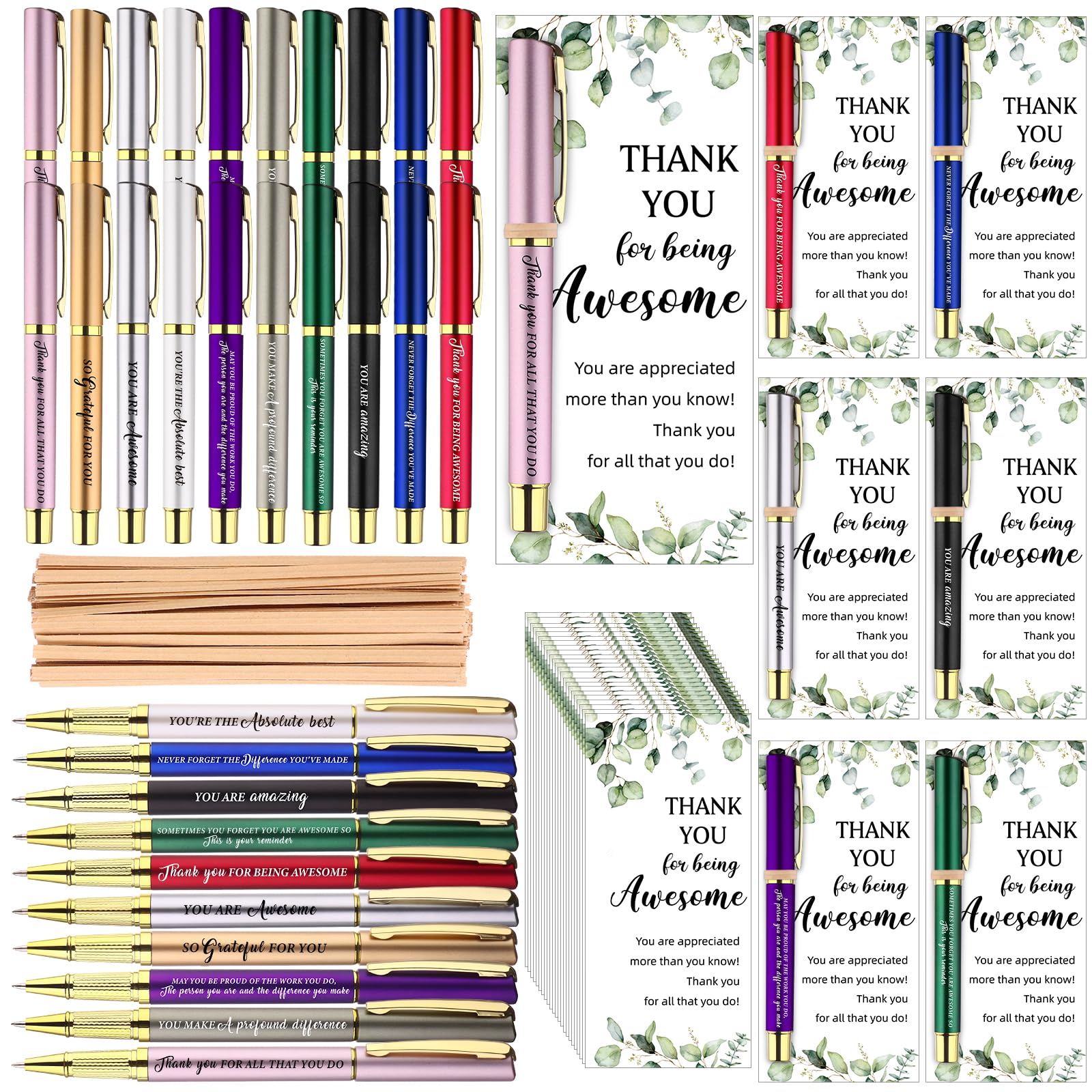 SevenMye Set di 20 portachiavi motivazionali divertenti a forma di farfalla, biglietti di ringraziamento e sacchetti di organza per apprezzamento dei dipendenti, bomboniere tascabili per colleghi del