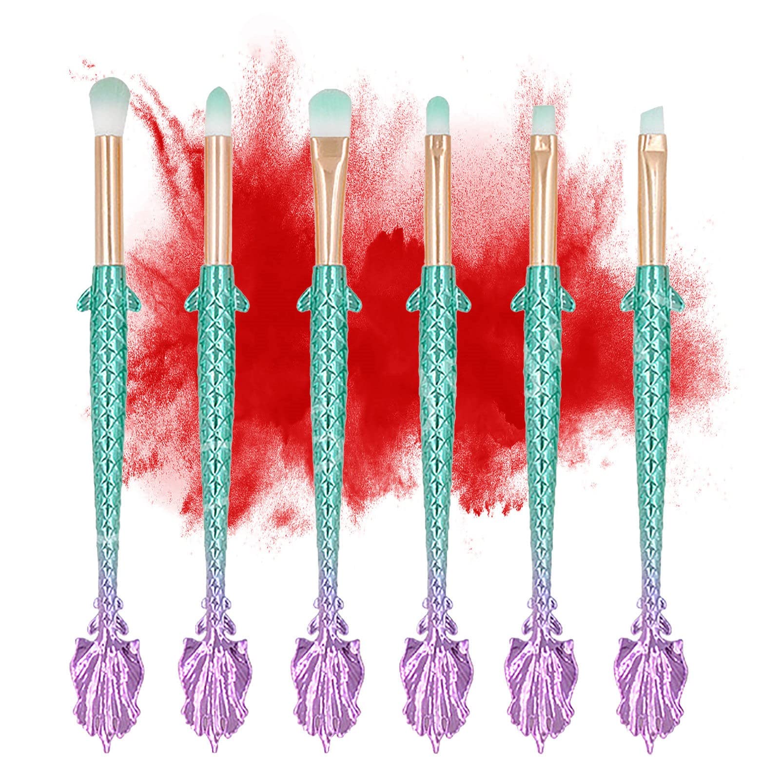 Pennelli per Il Trucco degli Occhi 6 pennelli per ombretto Set di pennelli per Il Trucco con setole Sintetiche morbide per sfumare ombretti Sopracciglia Eyeliner
