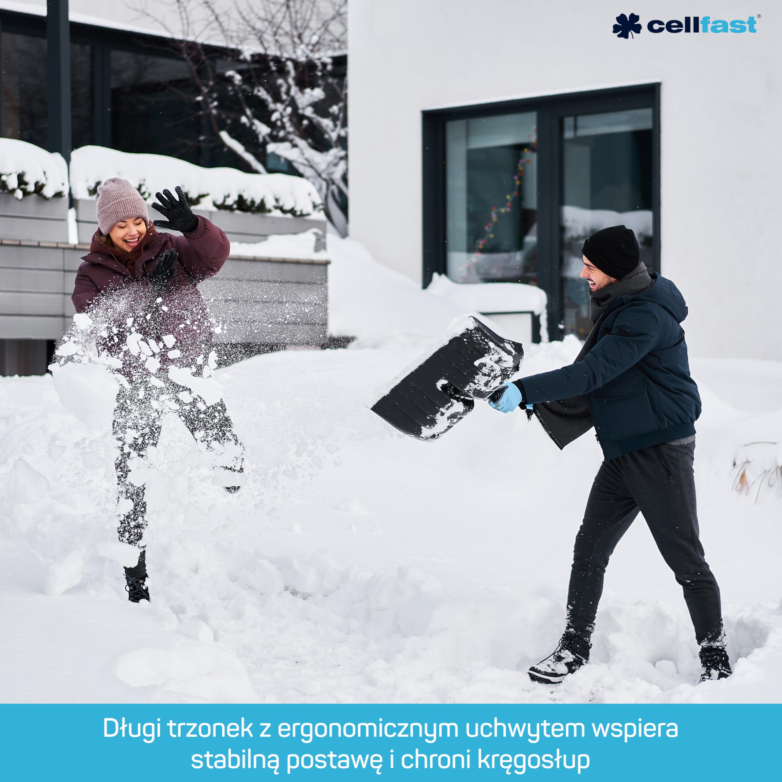Cellfast Łopata do Śniegu z Ergonomicznym Trzonkiem i Uchwytem Pierścieniowym - Prostokątna - 144 x 49 cm - Energo