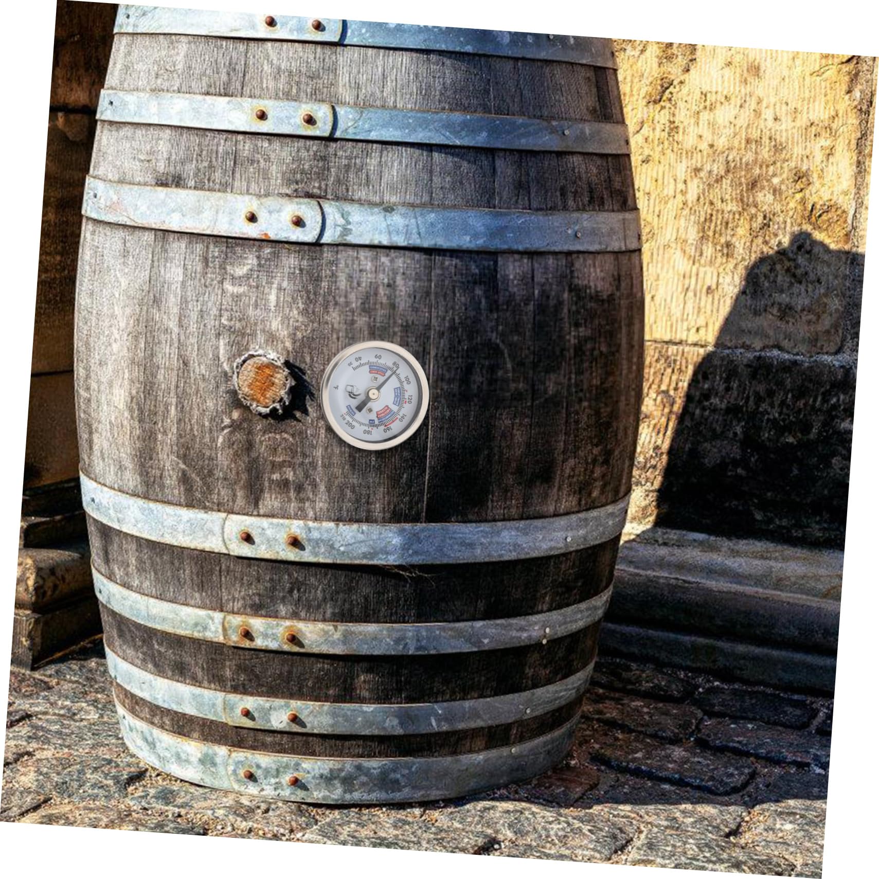 LIFKOME Termómetro de Vino para Elaboración de Cerveza de Acero Inoxidable 304, Lectura Clara, Rosca para Instalación Segura, Resistente a Corrosión, 2 Pulgadas, Uso en Barriles y Ollas