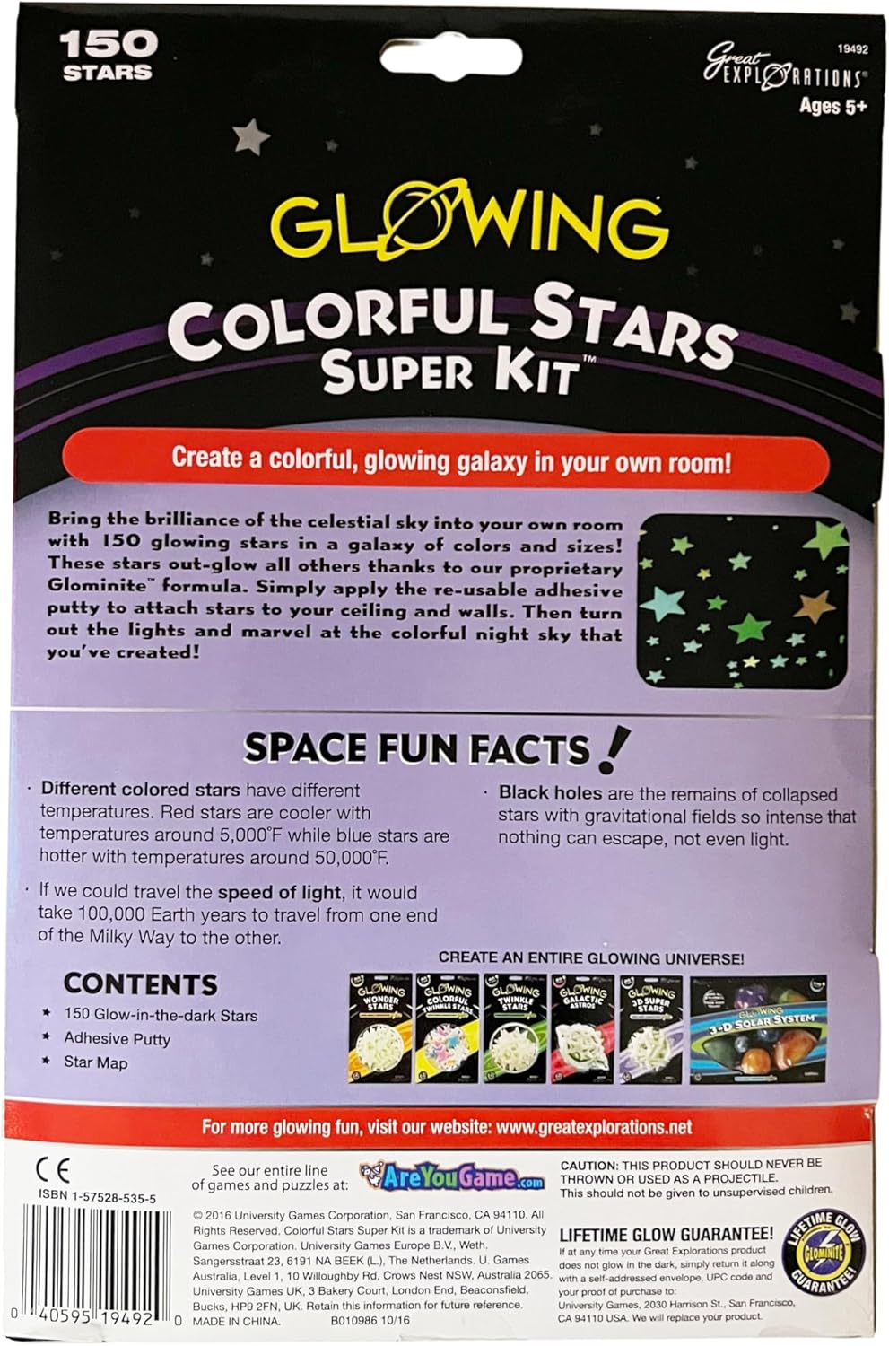 Great Explorations: Colorful Stars Super Kit, Glow In The Dark Ceiling Stars. 150 Pieces in an assortment of sizes and colors - Image 3