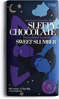 Sleepy Chocolate Bar – Premium Dark Chocolate with Chamomile, Passionflower & Melatonin for Restful Sleep, Vegan & Gluten-Free (1.5 oz (3) serving bar)