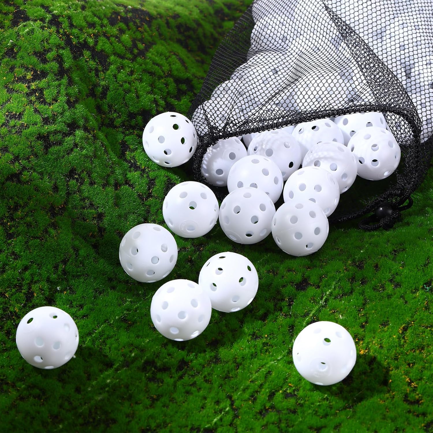 MiniInflat 80 Pack Practice Golf Balls Limited Flight 42 mm Golf Training Airflow Hollow Plastic Ball for Women Men Indoor Outdoor Driving Range Swing Practice Home
