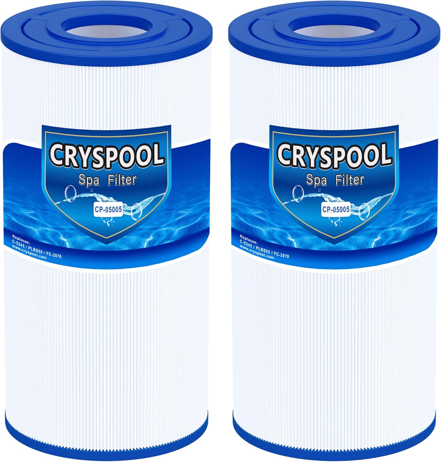 Cryspool® 05005 Filter Compatible with C-5345, R173584, 817-0014, PLBS50/-M, FC-2970, PLBS50, 45 Sq. Ft Spa Filter Cartridge, 2 Pack