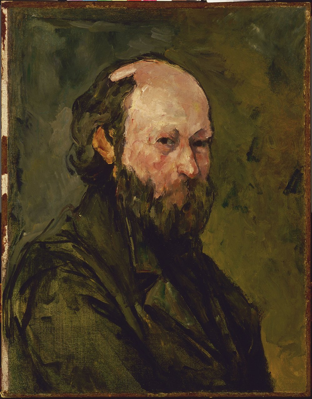 Affiche Paul Cezanne Self-Portrait portrait brun sous cadre noir