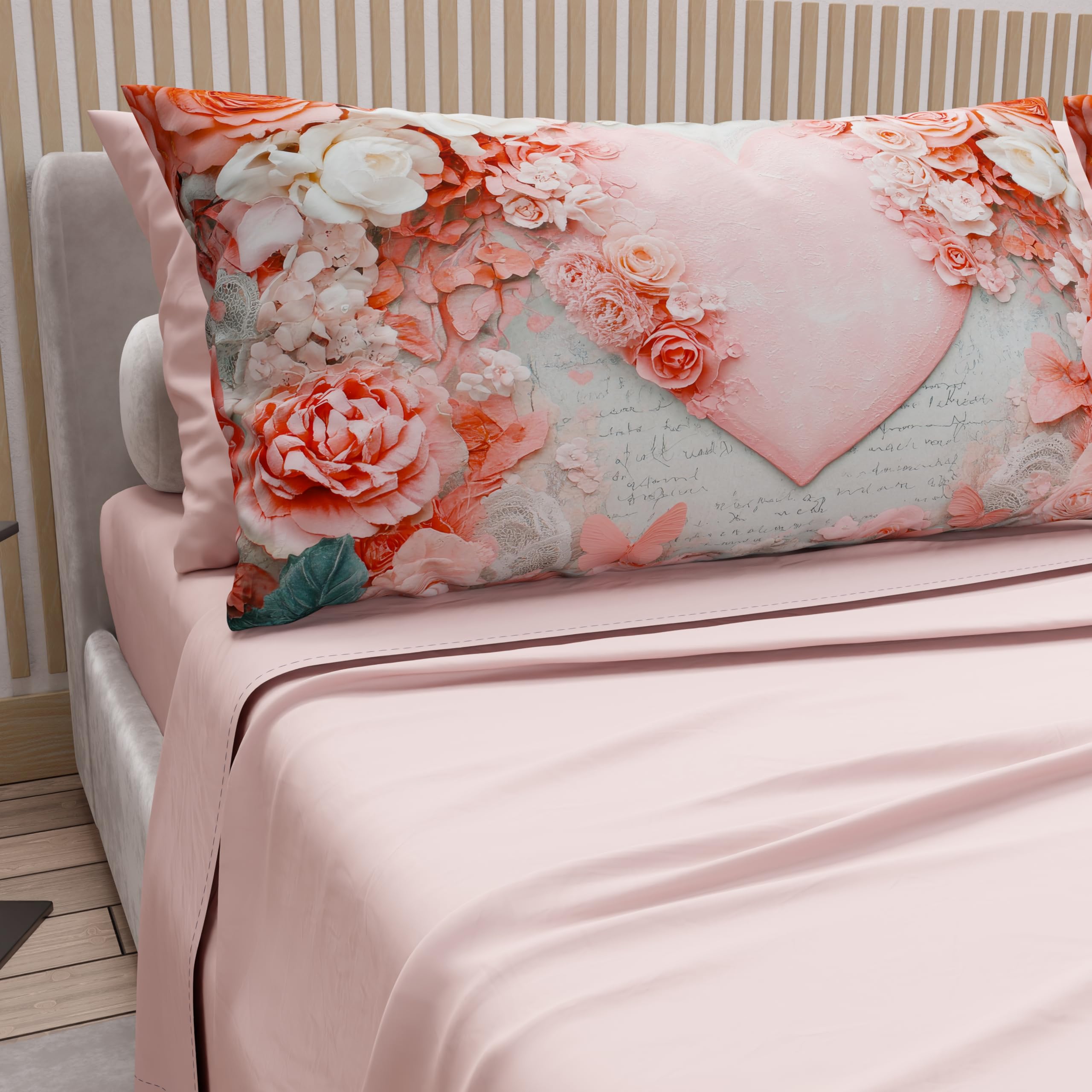 Drap housse 140x200 avec taies d'oreiller en coton italien lit 1.5 place