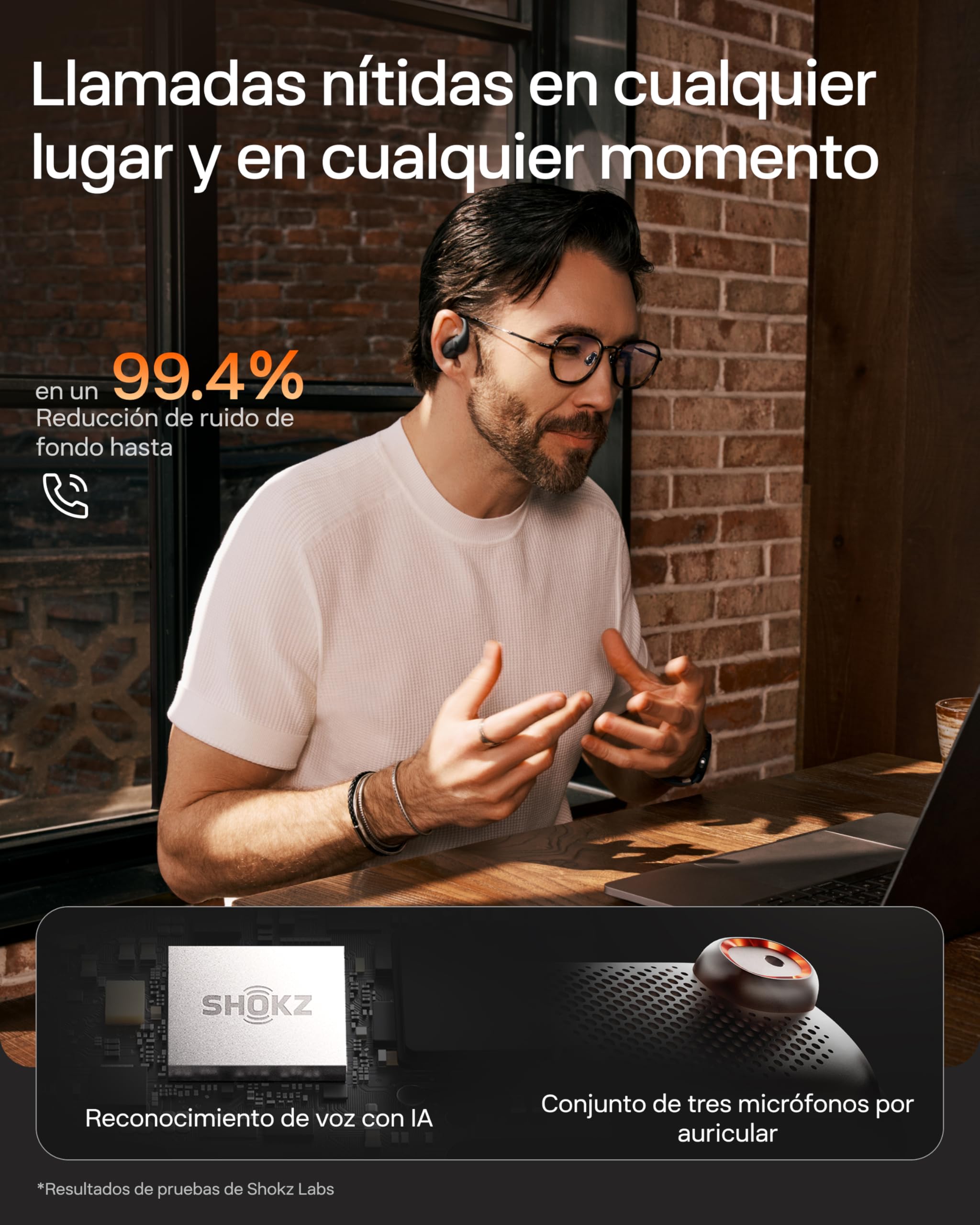 SHOKZ Auriculares inalámbricos Wireless OpenFit Pro, Dolby Atmos, Negro