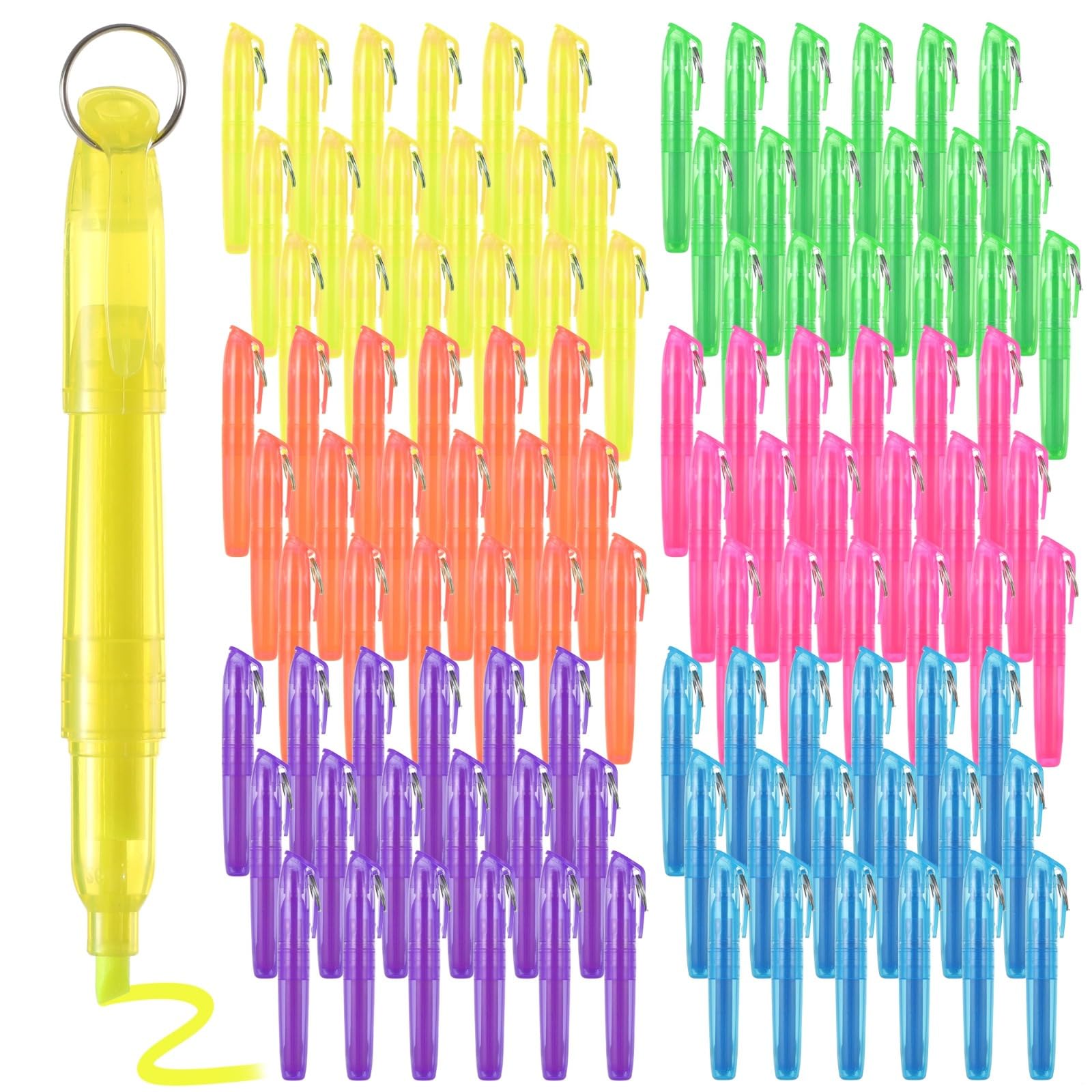 Taschen-Textmarker mit Schlüsselring, bunte tragbare Marker zum Markieren von Notizen, Mini-Textmarker, 6 Farben, flüssige Textmarker, fluoreszierende Farbstifte für Büros, Lehrer, Studenten