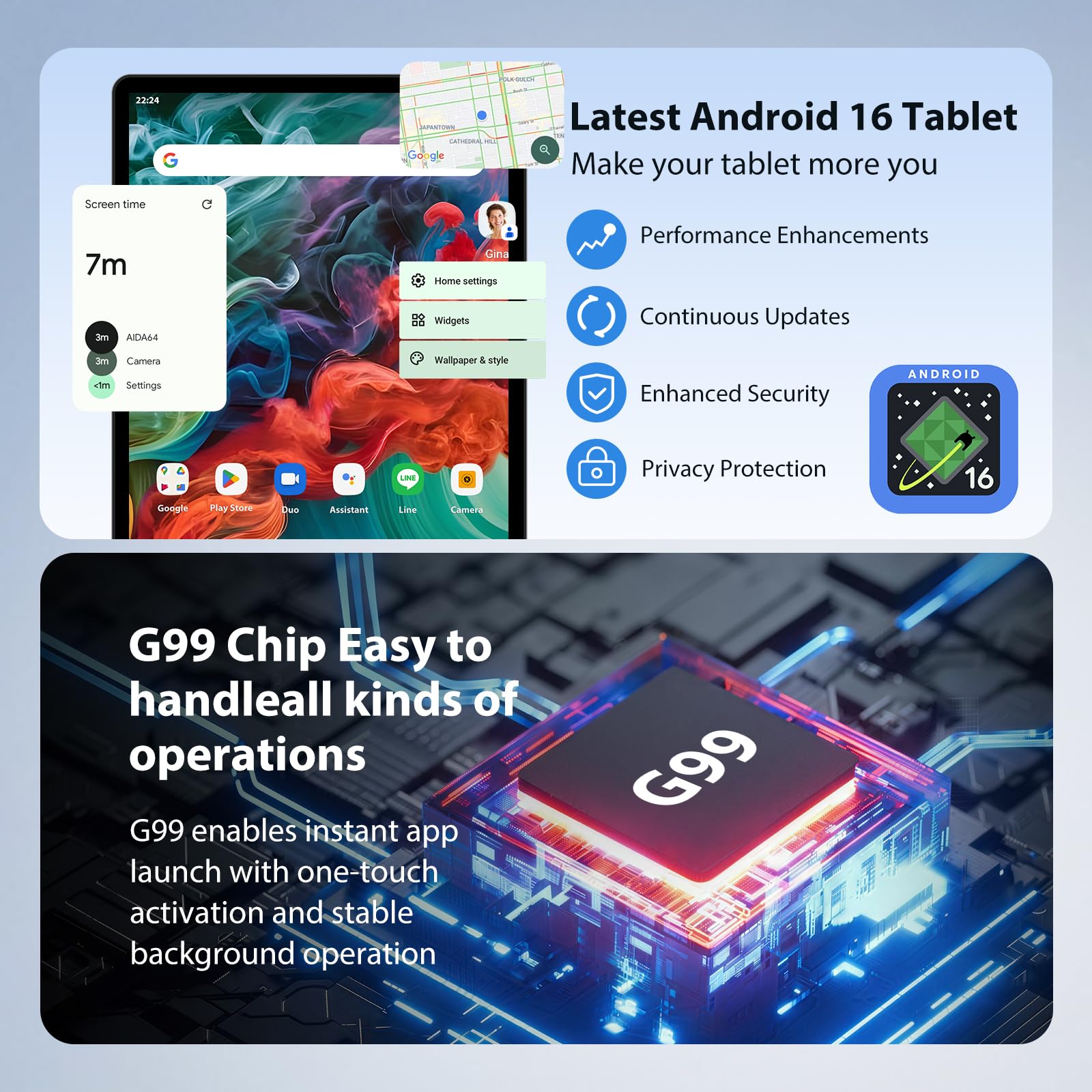 FLYCOAY Android 16 Tablet 13 Pulgadas Gemini AI Octa-Core 2.2GHz/36GB RAM+512GB ROM(TF 2TB) FHD 2944 * 1840, 11580mAh/4G LTE+5G WiFi/Widevine L1/BT5.0/GPS/Tablets con Teclado y Lápiz, Negro