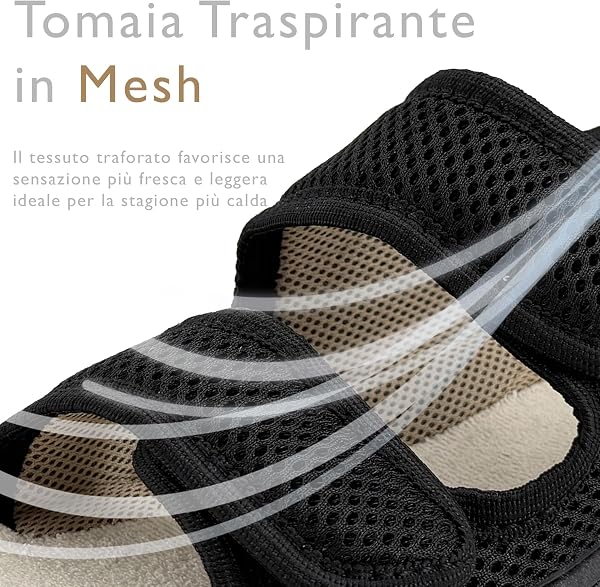 JOMIX Ciabatte Donna Estive con Strappo Pantofole Casa Morbide Regolabile Tomaia in Rete Traspirante Tallone Chiuso Stabile e Zeppa Bassa Comfort - 4