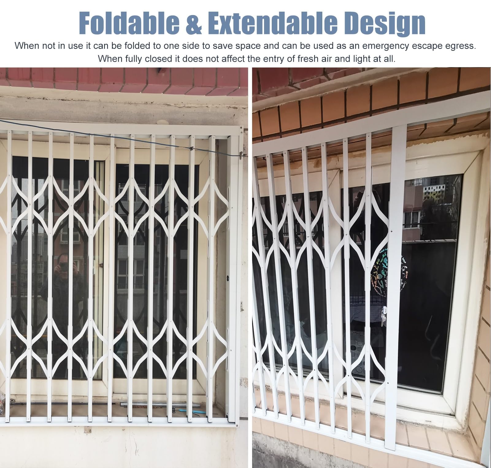Barras de seguridad para ventana con bloqueo de aluminio para uso en interiores y exteriores, guías de seguridad para niños y mascotas, para máxima seguridad