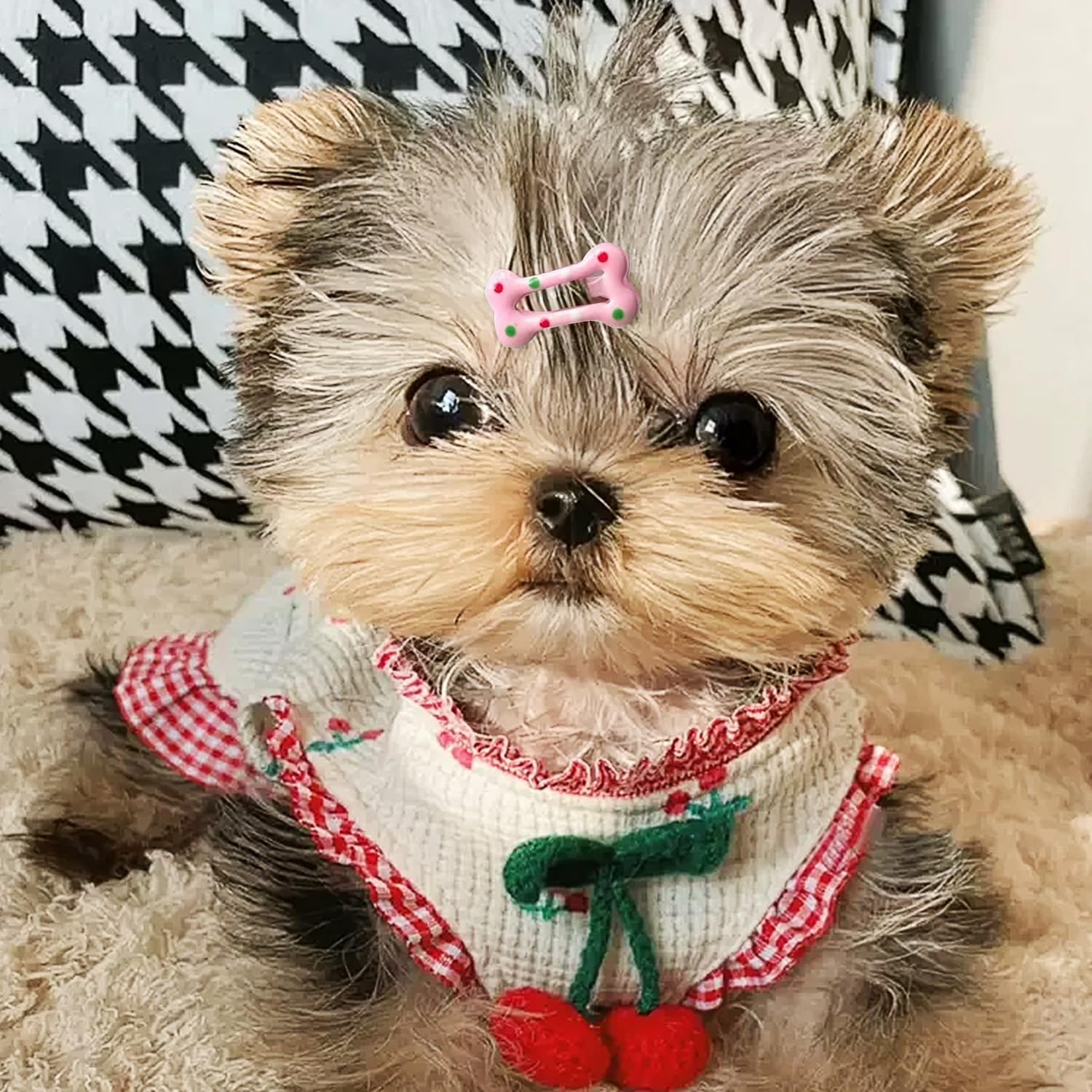 30 Pcs Pet Hair Accessories, Small Dog Hair Bows with Elastic Rubber Bands, Dog Kitten Hair Accessories, Grooming Accessory for Long Hair, 7