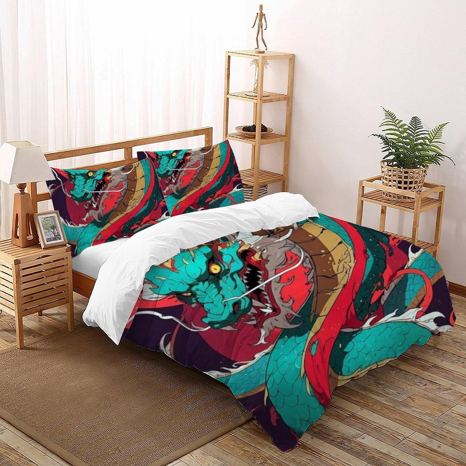 Housse de couette double flying animauxs enfants en microfibre avec 2 taies d'oreiller