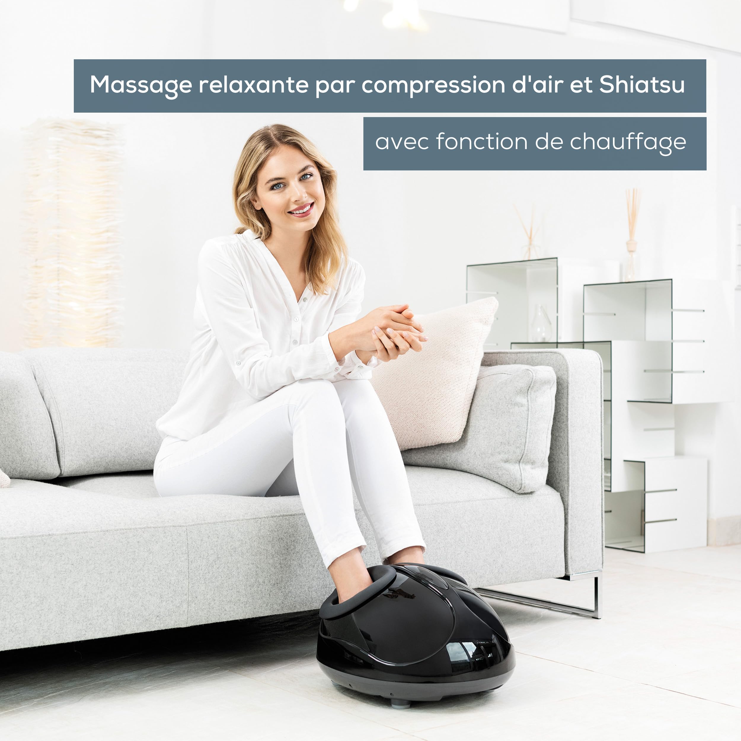 Beurer FM 90 Appareil de massage des pieds, avec massage à compression d'air, fonction de chaleur, trois combinaisons de massage Shiatsu