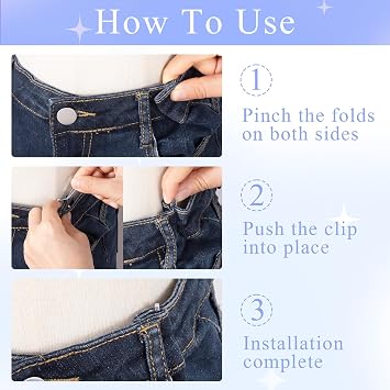 OIIKI 8pcs Pants Waist Tightener Clip Pins, Invisible Detachable Waist Cincher Clip, No Sew Reusable Adjustable Buttons Brooch Pins for Clothes Jeans Pants Skirts Scarf Shawl- Black & Silver