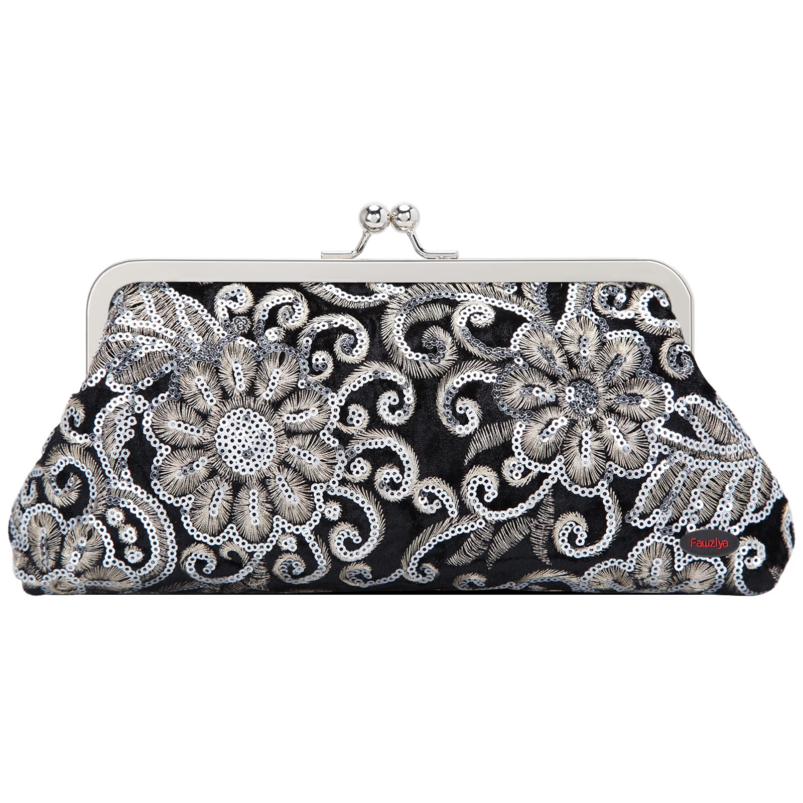 Fawziya Evening Clutch Kiss Lock Sequin Embroidered Novelty Oversized Purses For Women Formal