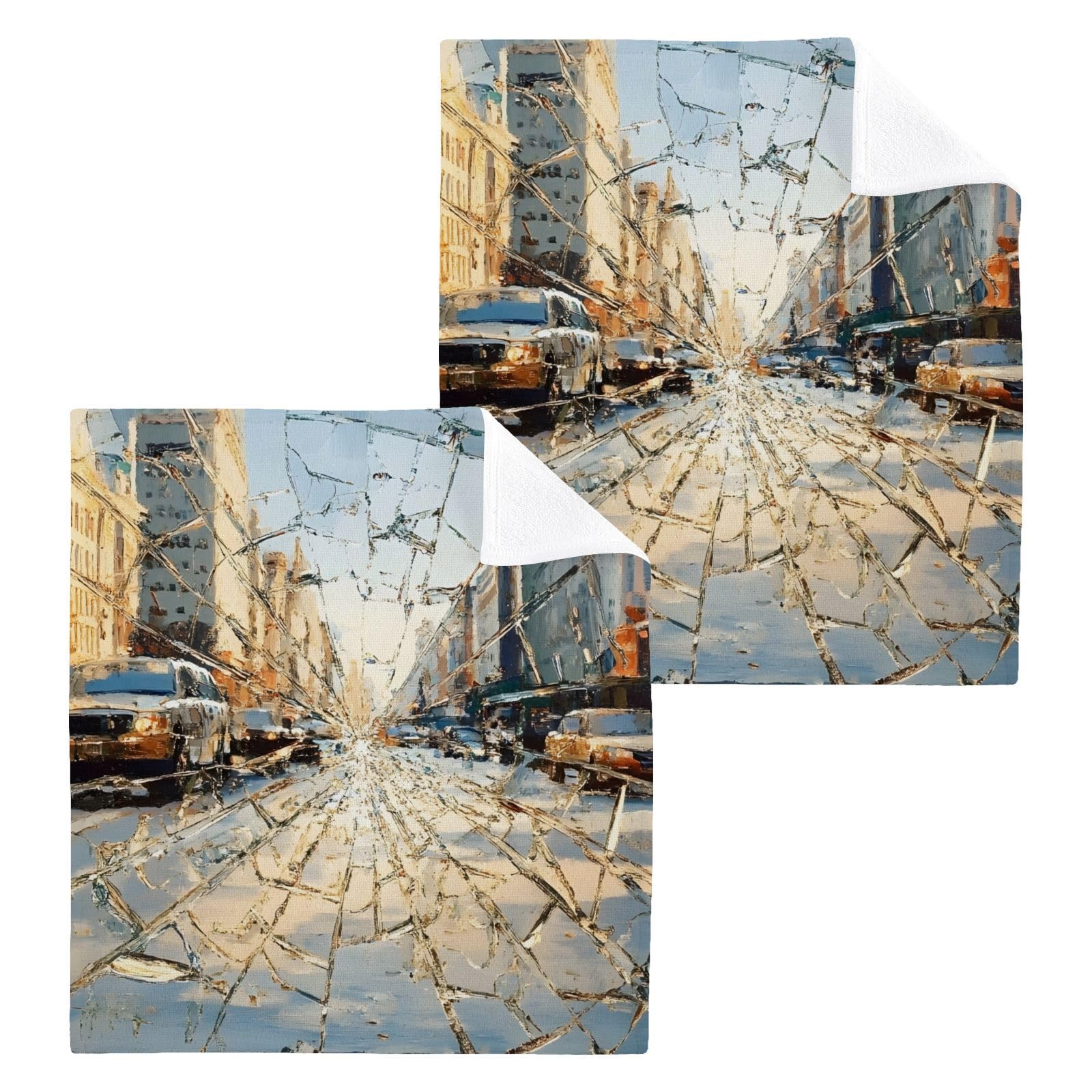 YANENDIE Broken Texture Washcloths Towels, Highly Absorbent and Soft Cotton Face Cloths, 2 Pack Quick Dry Wash Cloths - 12 X 12 Inches