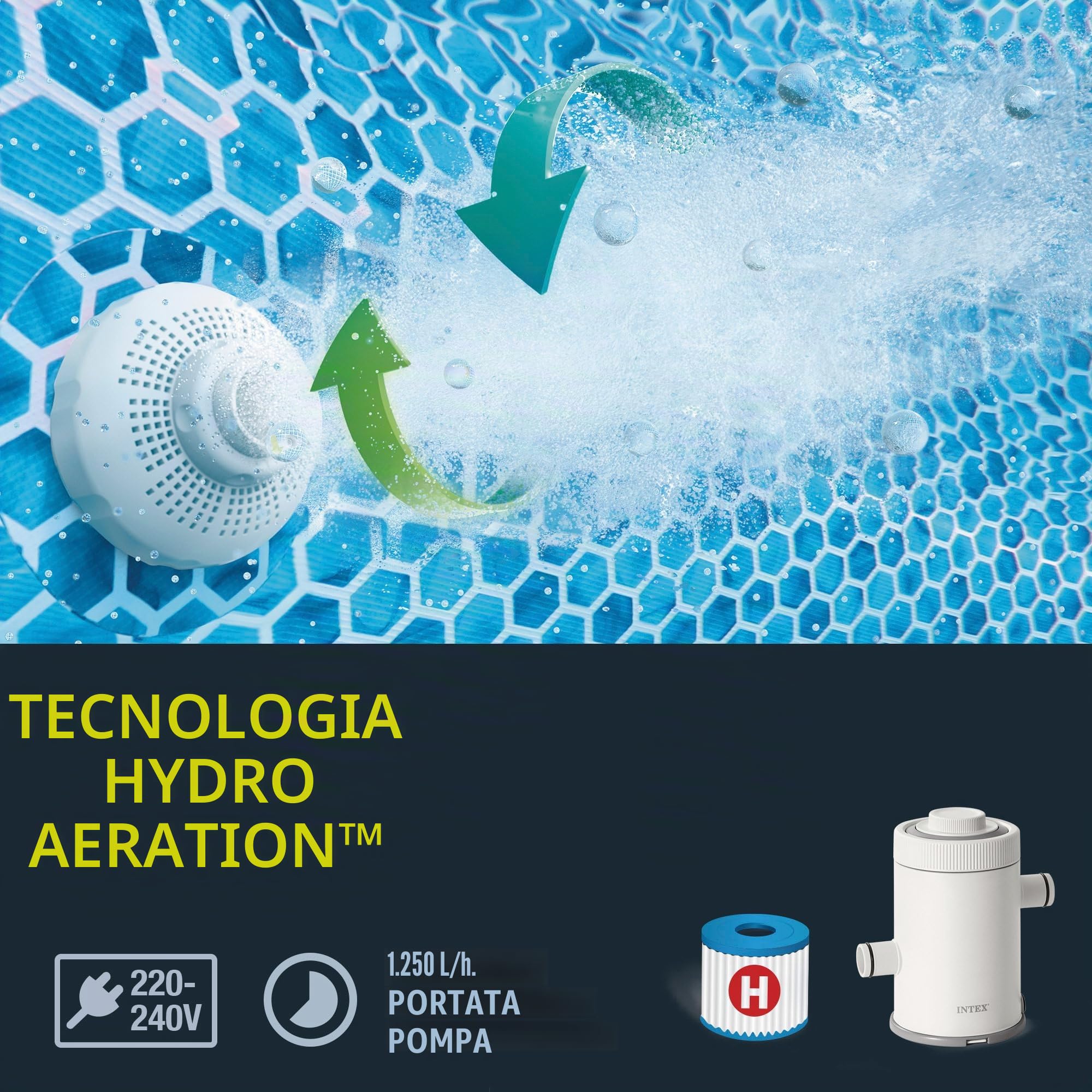 Intex 26702NP – Piscina Fuori Terra Prisma Frame Rotonda, Pompa Filtro 1250 L/h, 4485 L, Acciaio e PVC, Grigio, 305x76 cm
