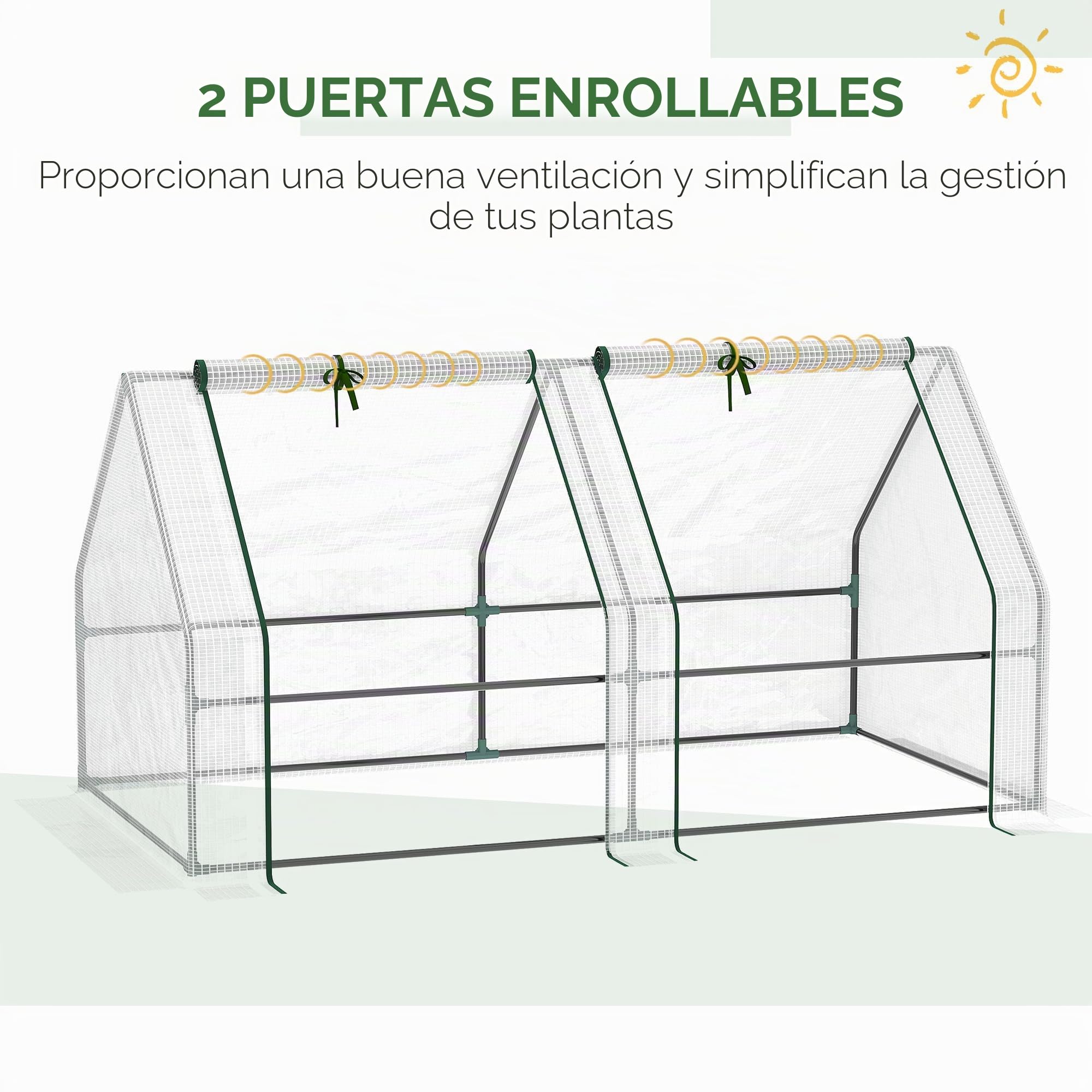 Outsunny Invernadero de Exterior Invernadero de Jardín 180x90x90 cm Tipo Caseta con 2 Ventanas Marco de Acero y Cubierta de PE 140g/㎡ para Cultivo Plantas Flores Tomates Blanco