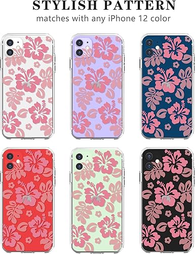 Miniatura 6 de Funda compatible con iPhone 12, bonito diseño transparente de flores de hibisco con estampado floral para niñas y mujeres, TPU suave a prueba de