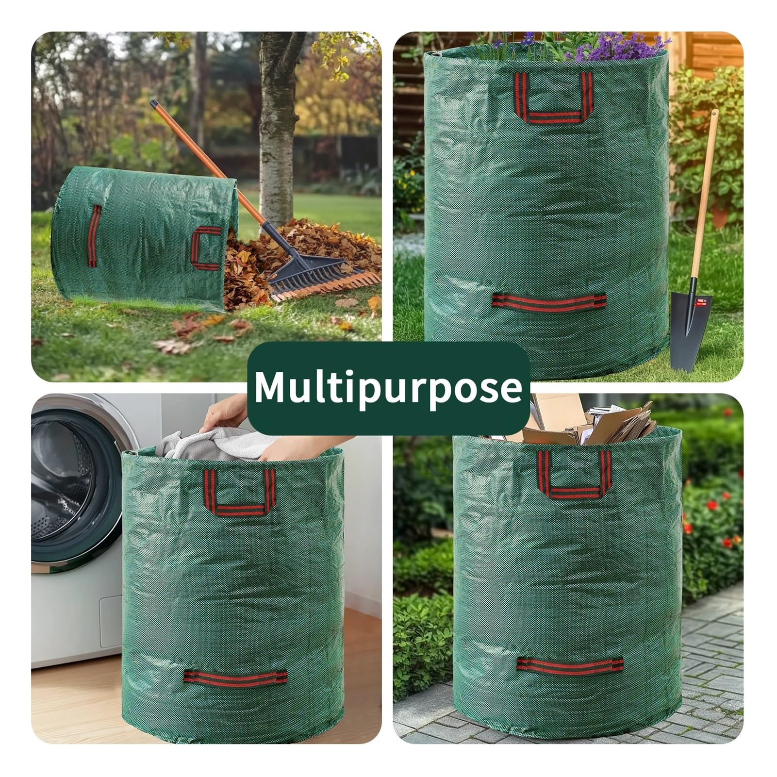 Bolsa For Residuos De Jardín, 120/300/500 L, Grande, Reutilizable, Impermeable, For Hojas, Malezas, For, Almacenamiento para hojas, restos vegetales(500L)