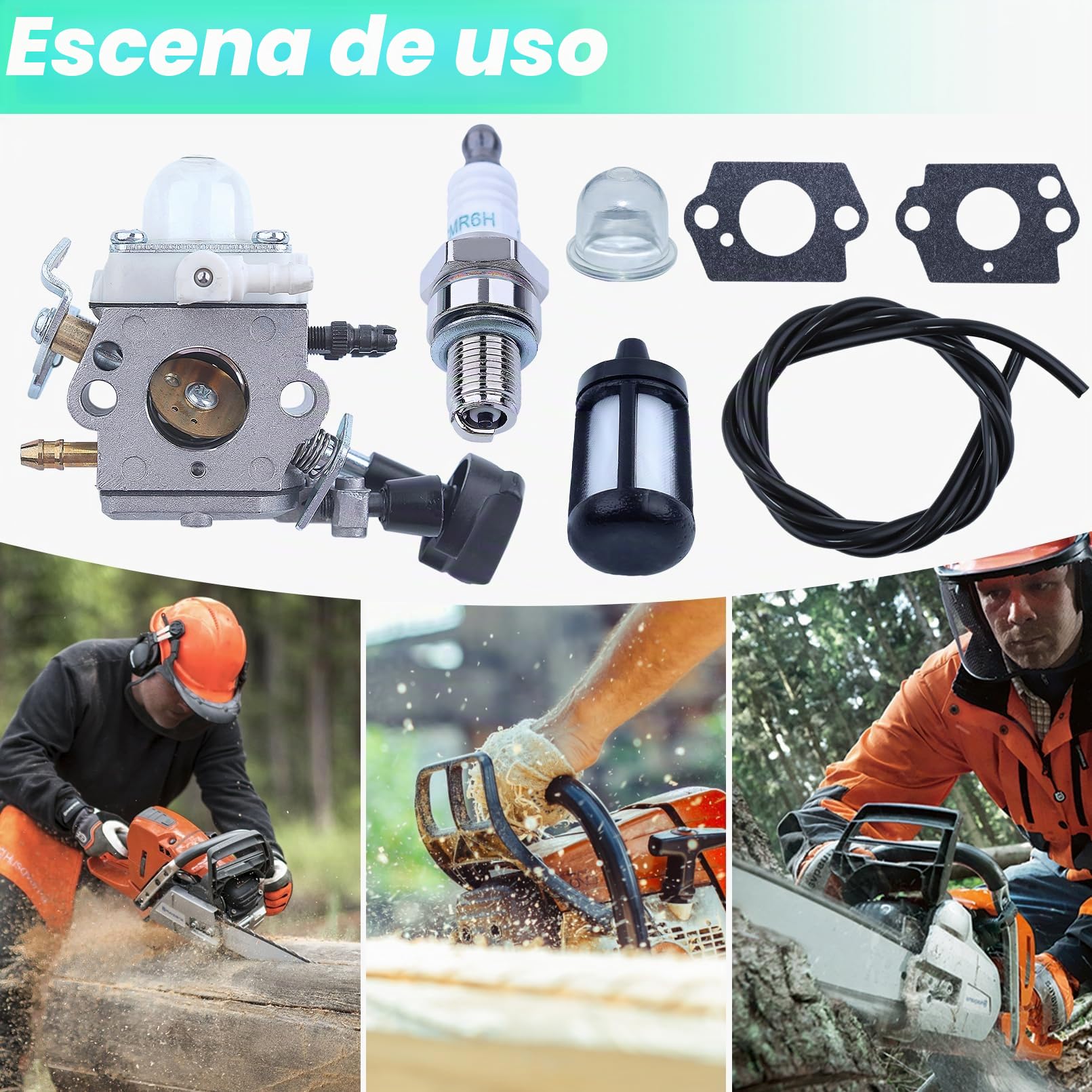 Carburador para STIHL BG86 BG56 SH86 Soplador de Hojas, ADEFOL Carburador con Junta + Filtro de Gasolina + Manguera de Gasolina + Bujía Piezas de Repuesto Carburetor Accesorio