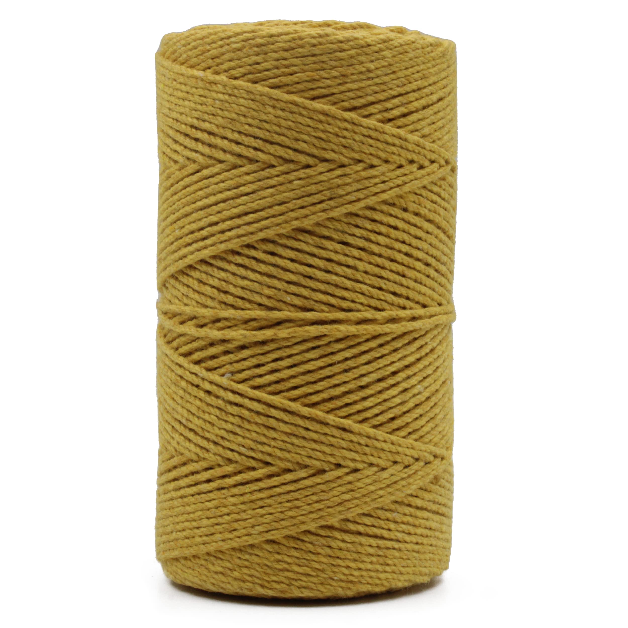 Bobbiny | 3 Ply Twisted Macrame Cotton Cord Dori (Roll Packaging) Thread for Macrame DIY and Other Projects | Yellow | 2mm,200 Meter
