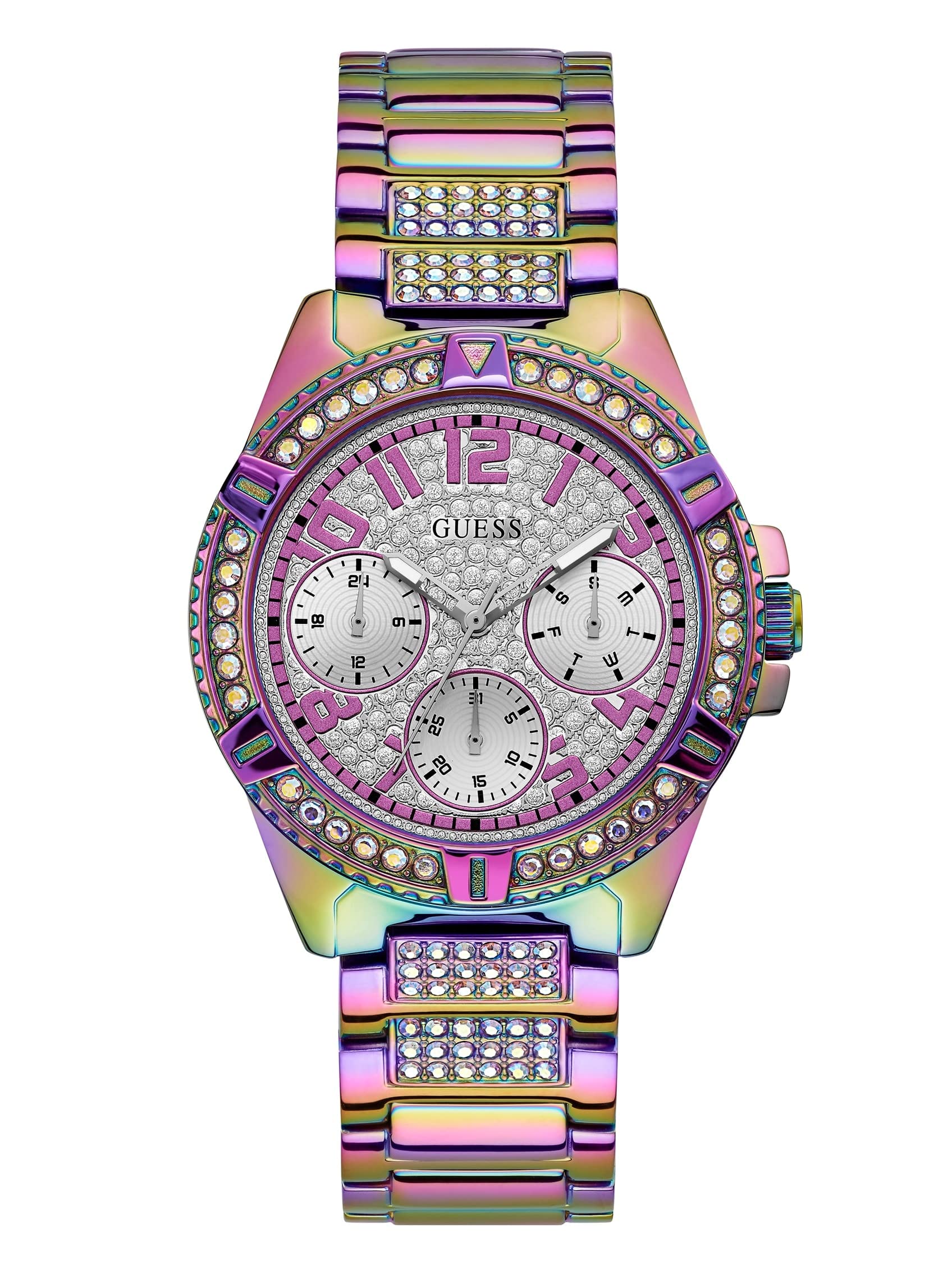 Multifunction Purple Crystal Bracelet Watch, Purple/Silver-Tone