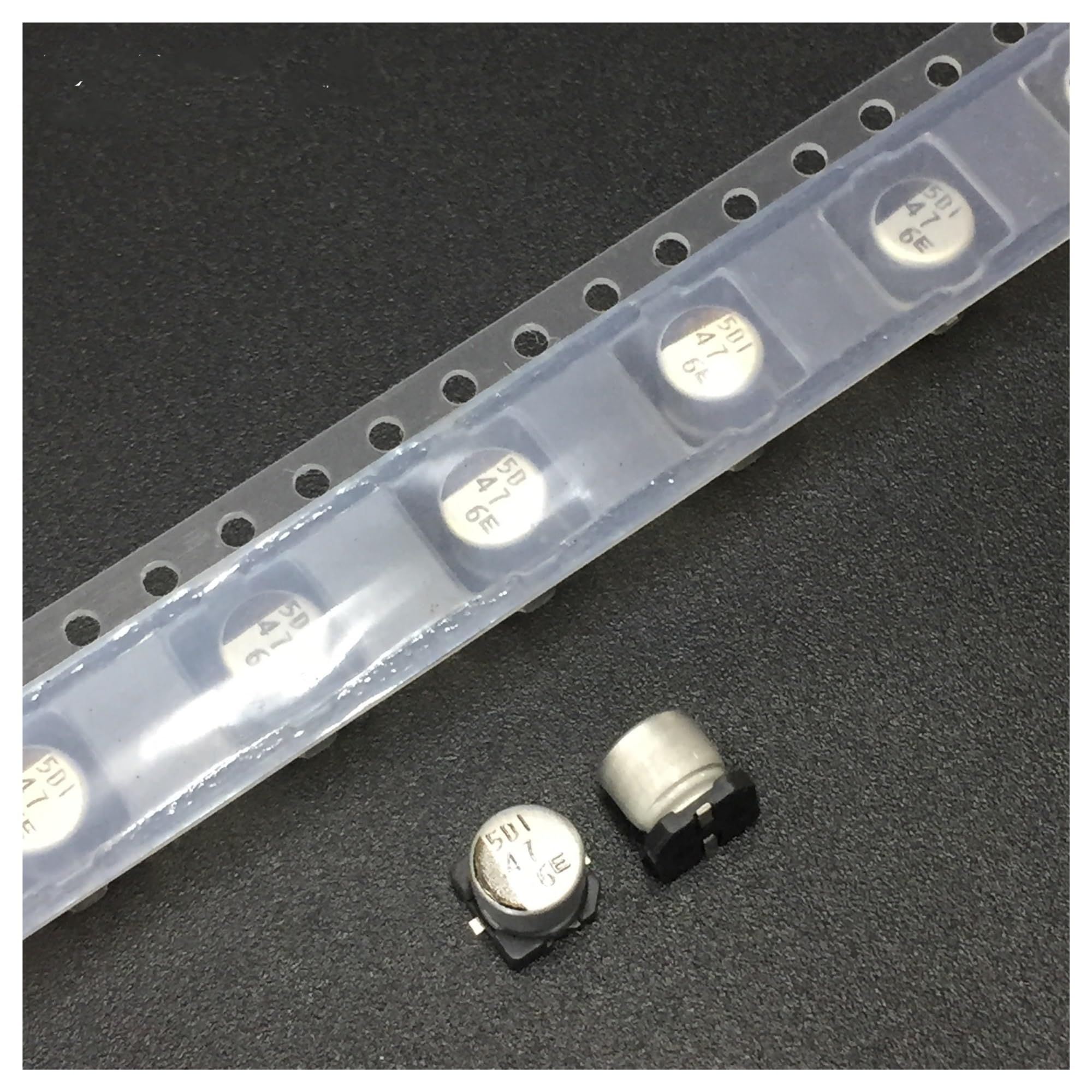 Condensateur 47uF 6.3V pour circuit audio CMS miniature type puce électrolytique SMD 5x5.5mm