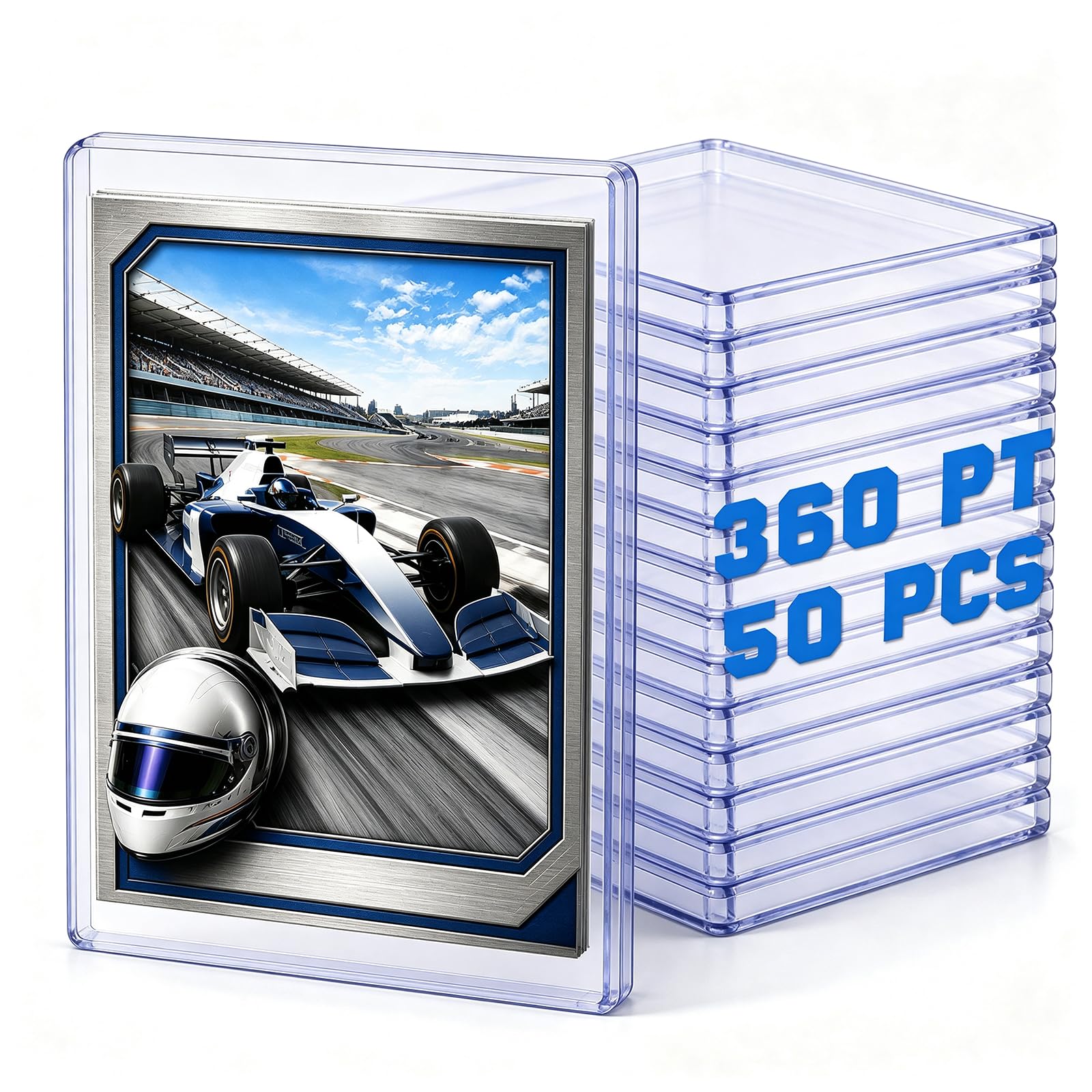 DEDC 50 Top Loader Thick Card Load Holder Storage for Trading Cards Sports Sleeves Hard Plastic 360 Point Protective Toploaders 3"x4" Rigid Memorabilia Collectibles