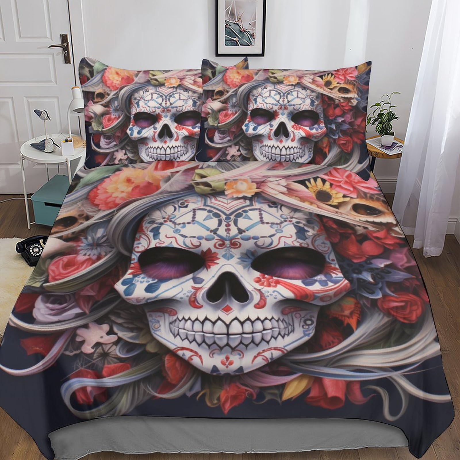 Linge de lit gothique 200x200 avec imprimé 3D haut de gamme et taies d'oreiller