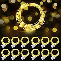 Vista 24 de AIKEI Paquete de 12 luces LED de hadas que funcionan con pilas, guirnaldas de luces impermeables de 7 pies, 20 luces LED de luciérnagas estrelladas