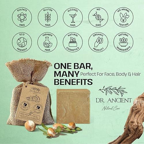 Miniatura 8 de Dr.Ancient Barra de jabón de argán, barras de jabón orgánicas hechas a mano de la manera tradicional, sin productos químicos naturales, veganas,