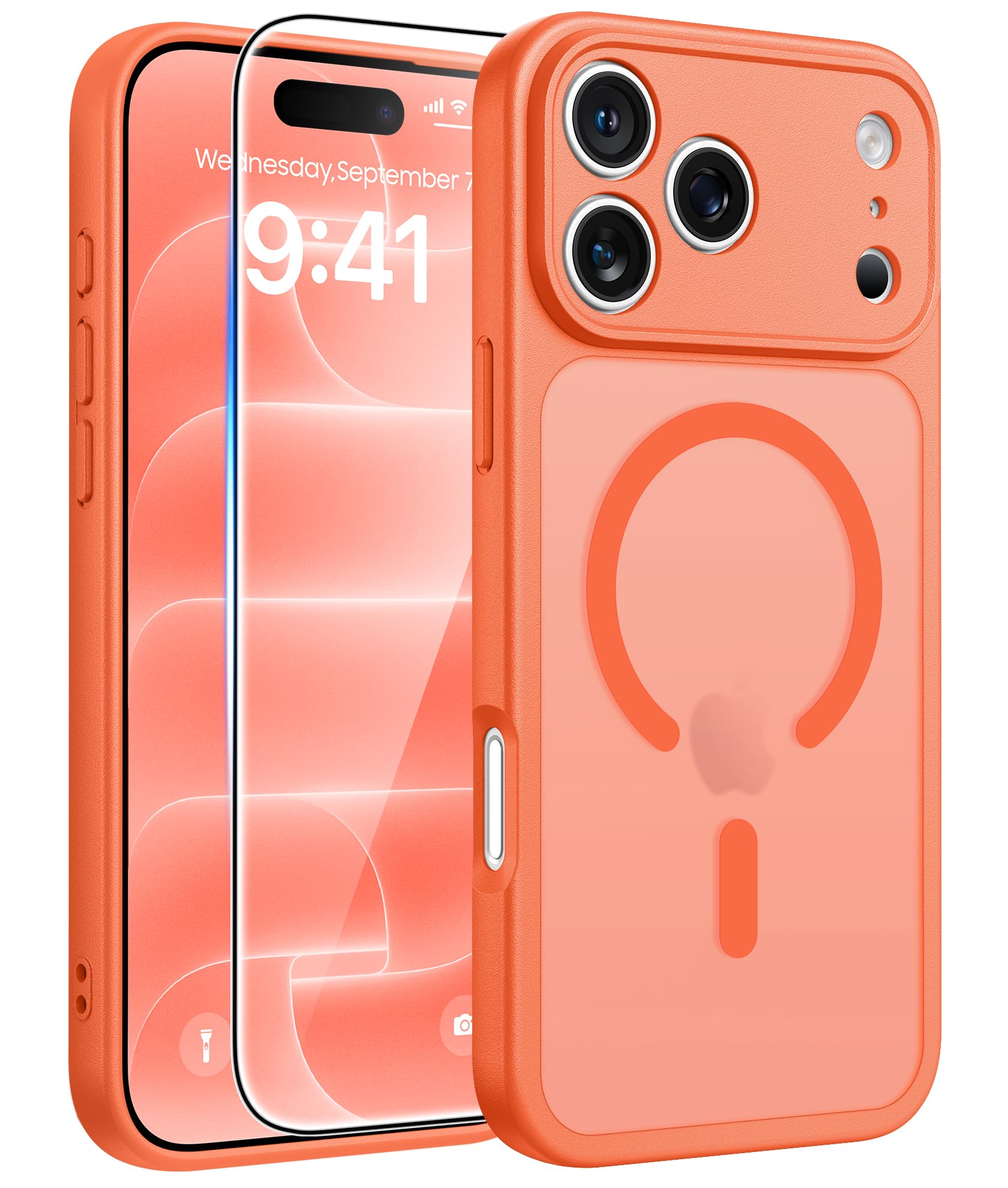 FNTCASE for iPhone 18 Pro Case/iPhone 17 Pro Case, Fit for Magsafe Orange