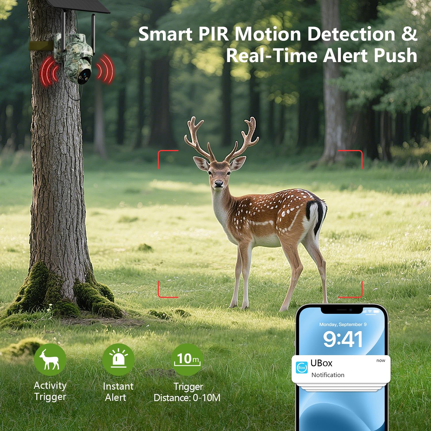 LEMNOI 4G Cámara Vigilancia Exterior Solar, Tarjeta SIM Incorporada, Sin WiFi, Cámara Fototrampeo 4G con 2K Visión Nocturna, Detección de Movimiento, PTZ 360°, Audio Bidireccional, IP66 (1 Pieza)