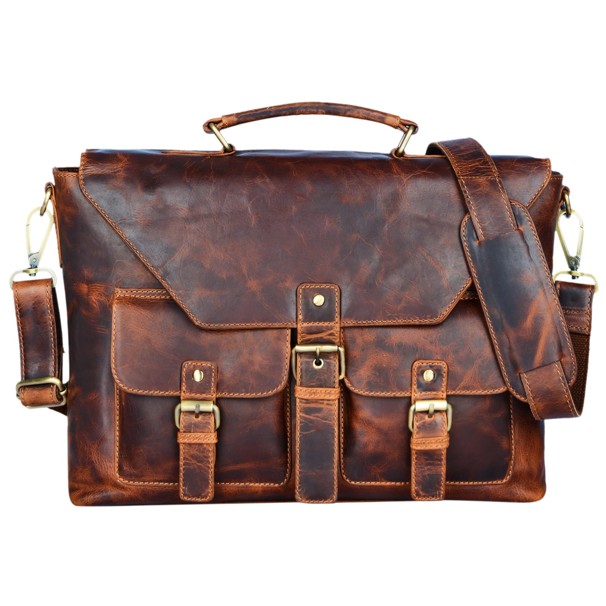 STILORD 'Janus' Cartella vintage in pelle Borsa da lavoro 24 ore a tracolla Borsa porta PC da 13,3 pollici in cuoio