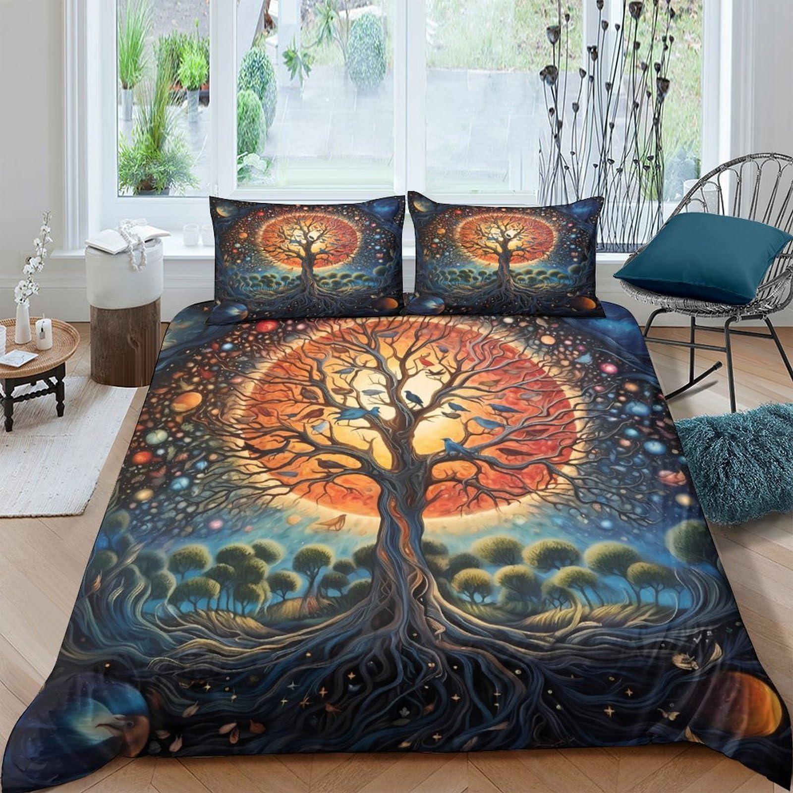 Ctjqhvkz Style-5 3D Printed Tree Of Life Fitted Sheet Microfiber Soft Breathable Sun Mandala Mattress Cover For Bedroom Dorm Decor Single（135X200cm）