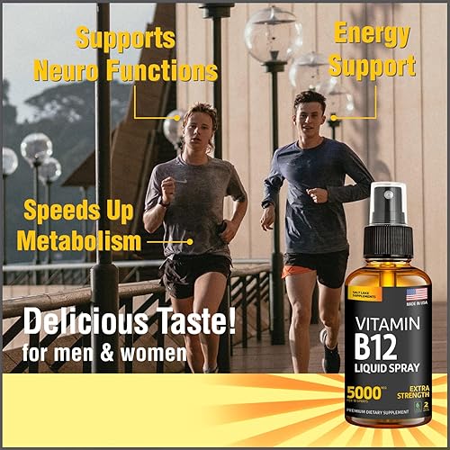 Miniatura 4 de Vitamina B12 Sublingual - Spray de vitamina B12 vegano - Metilcobalamina vitamina B12 líquido aumenta la energía y el estado de ánimo - Sin gluten y