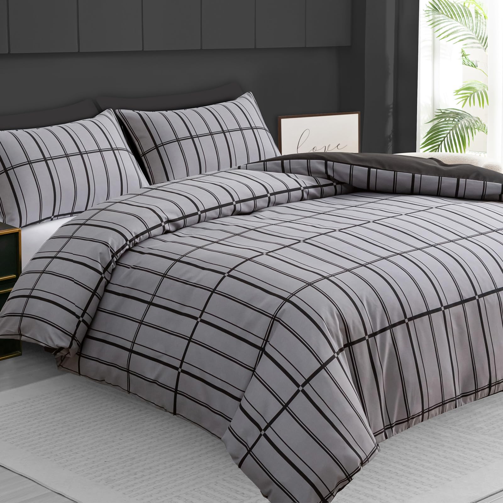 Pamposh King Size Duvet Cover SetsPremium Brushed Microfiber ReversibleHypoallergenic King Duvet Cover With Zipper Closure from B&Q
