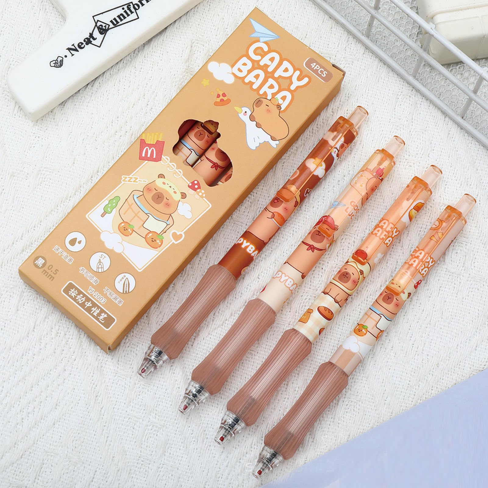 4 Pcs Capyabra Gel Pens Cute Retractable Pens 0 5mm Black Ink Writing Pen Office School Supplies Kawaii — view 2