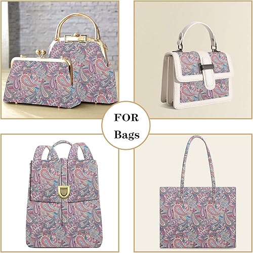 Miniatura 5 de Picheng Hojas de piel sintética con flores de cachemira Rollos de piel sintética de cachemira de anacardo de 13.8 x 53 pulgadas (13.8 in x 53.1 in)