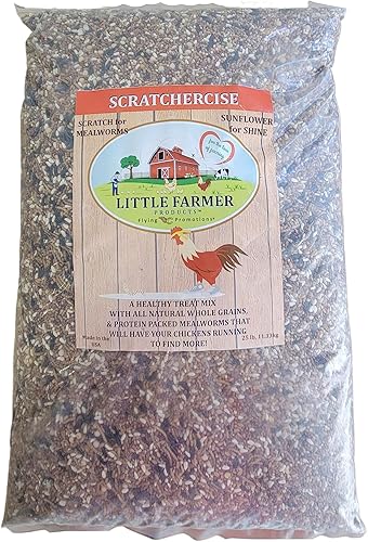 SCRATCHERCISE - Mezcla prémium de pollo y aves de corral para raspar, trigo, milo, guisantes, girasol, cártamo, lino, gusanos de la harina (25