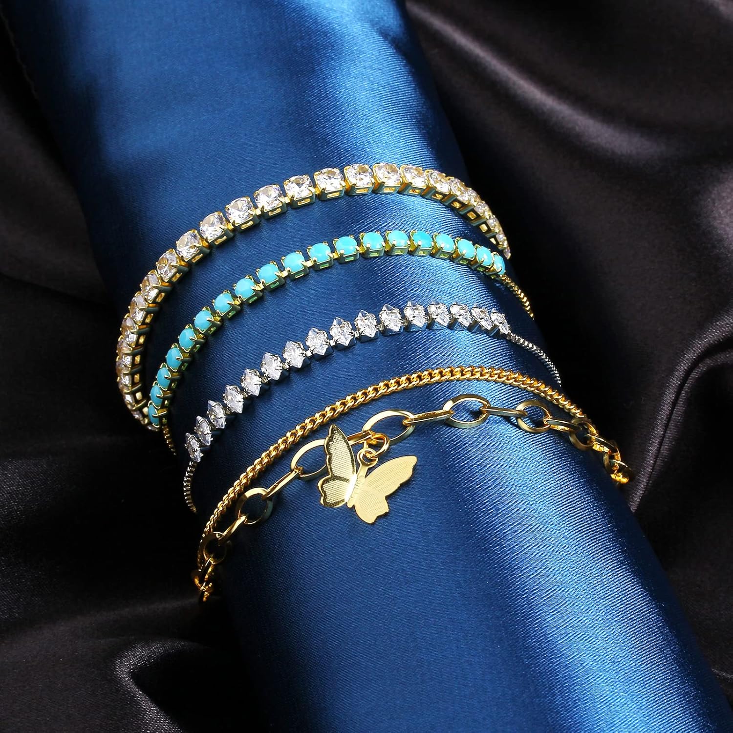 Tennis Bracelets for Women, Dainty 18K Gold Plated Cubic Zirconia Classic Adjustable Slider Bracelet Fashion Jewelry Gift for Her Birthday Valentines' Day Wedding Party Prom Graduation - Image 4