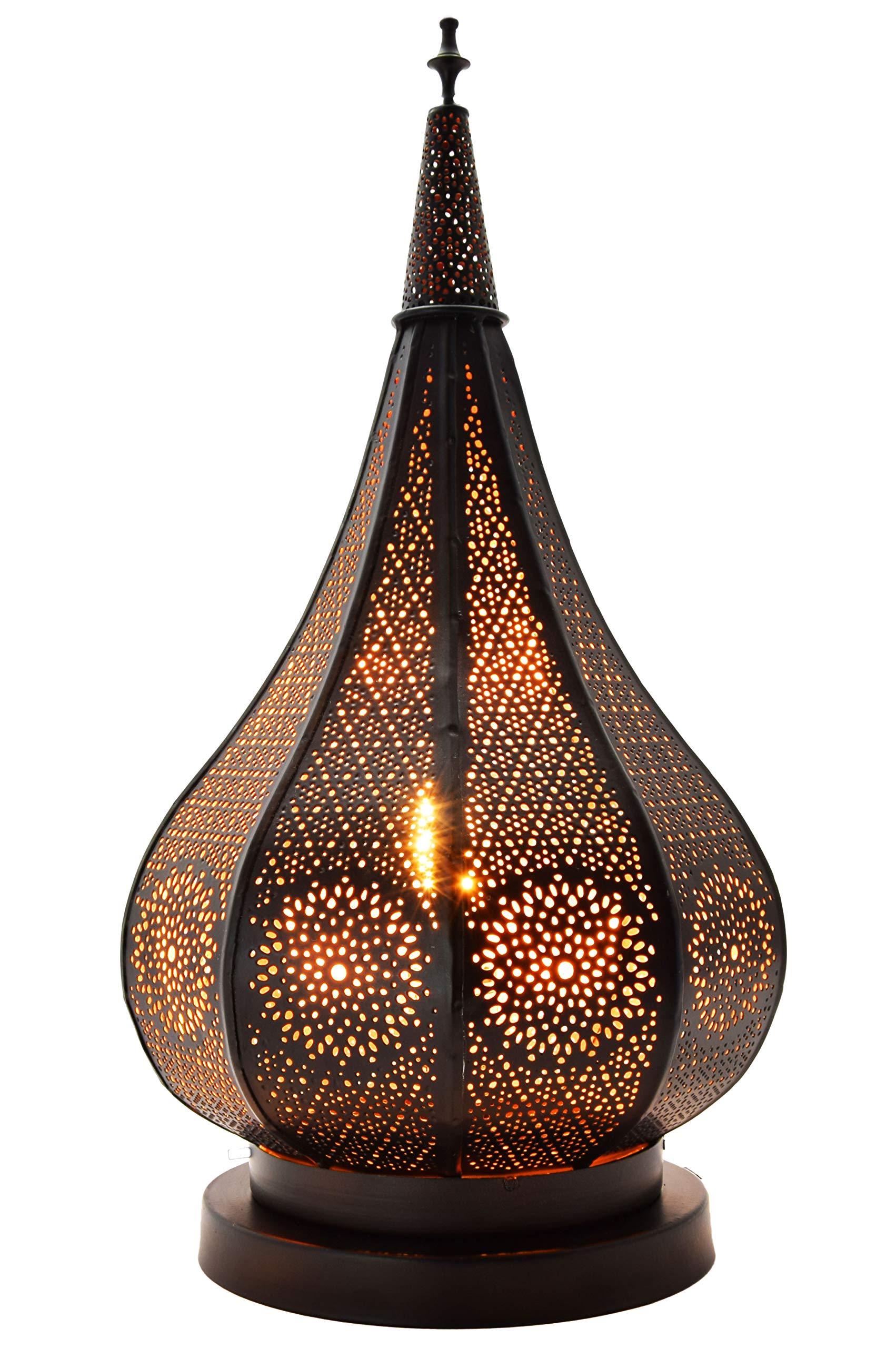 Orientalische Tischlampe Kais handgemacht aus Metall in Schwarz 38 cm