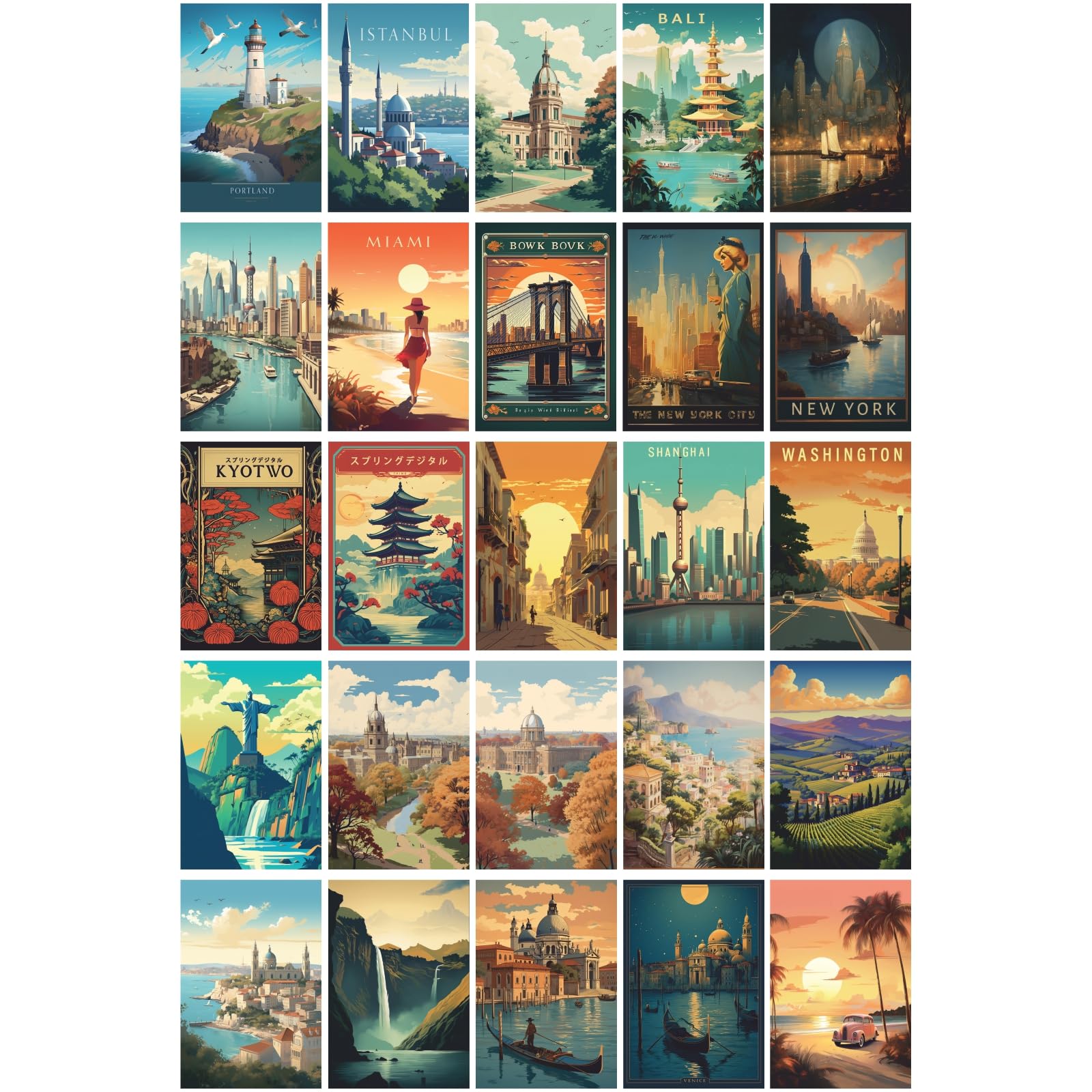 CVANU 25pcs Aesthetic Country Theme Printed Collage Kit Boho Poster for Artistic Wall Decor (6X4inch)_202309-106/1