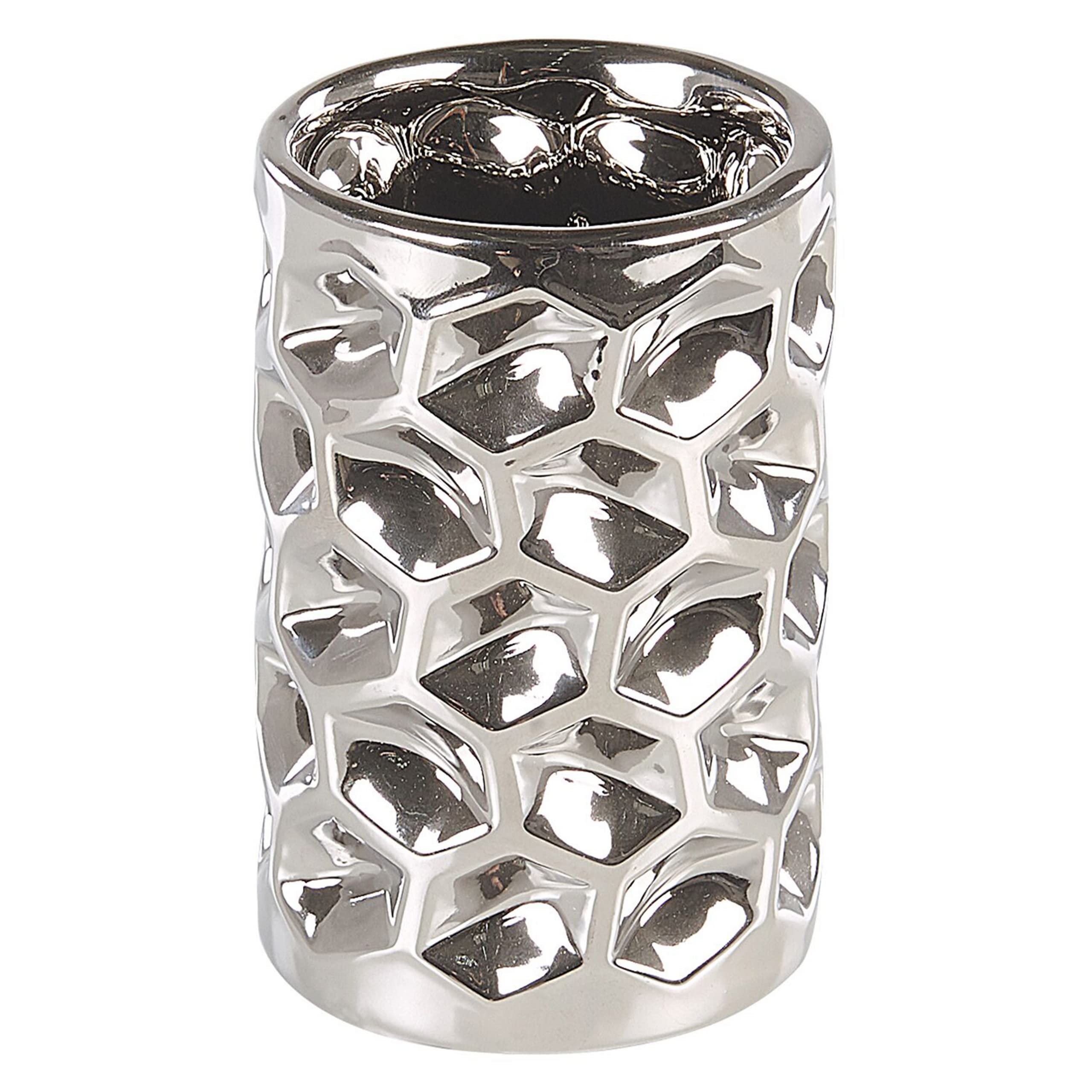 Elegantes Badezimmer-Zubehör 5-teilig aus Keramik in Silber Tirua