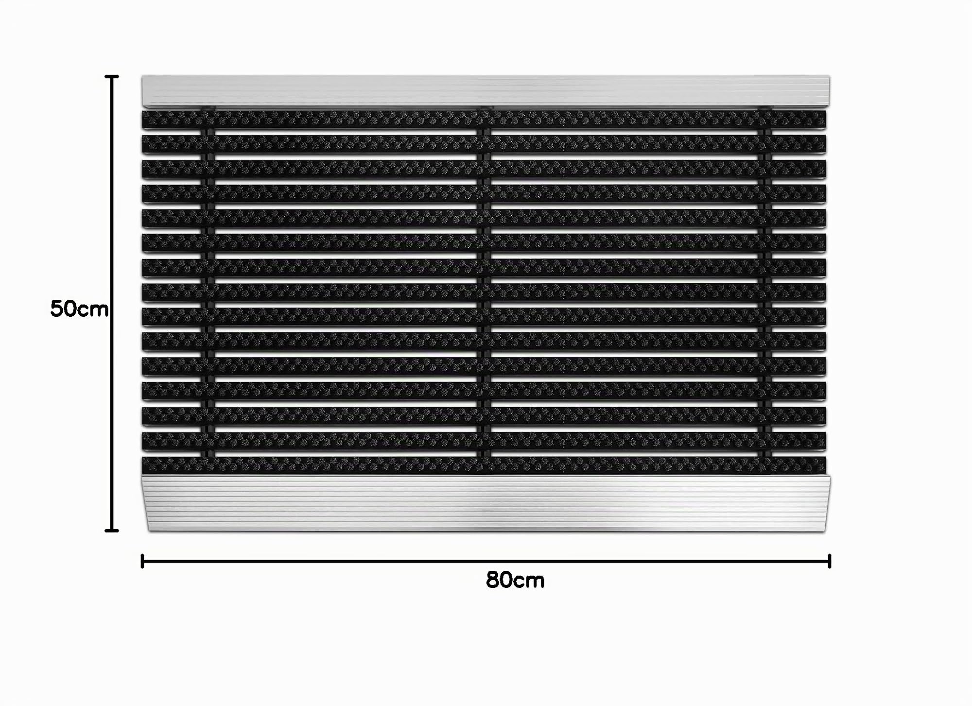 etm Fußmatte mit Aluminium Rahmen für außen | Elegante Alumatte mit robusten Bürsten wetterfest | 3 Größen (50 x 80 cm Schwarz)